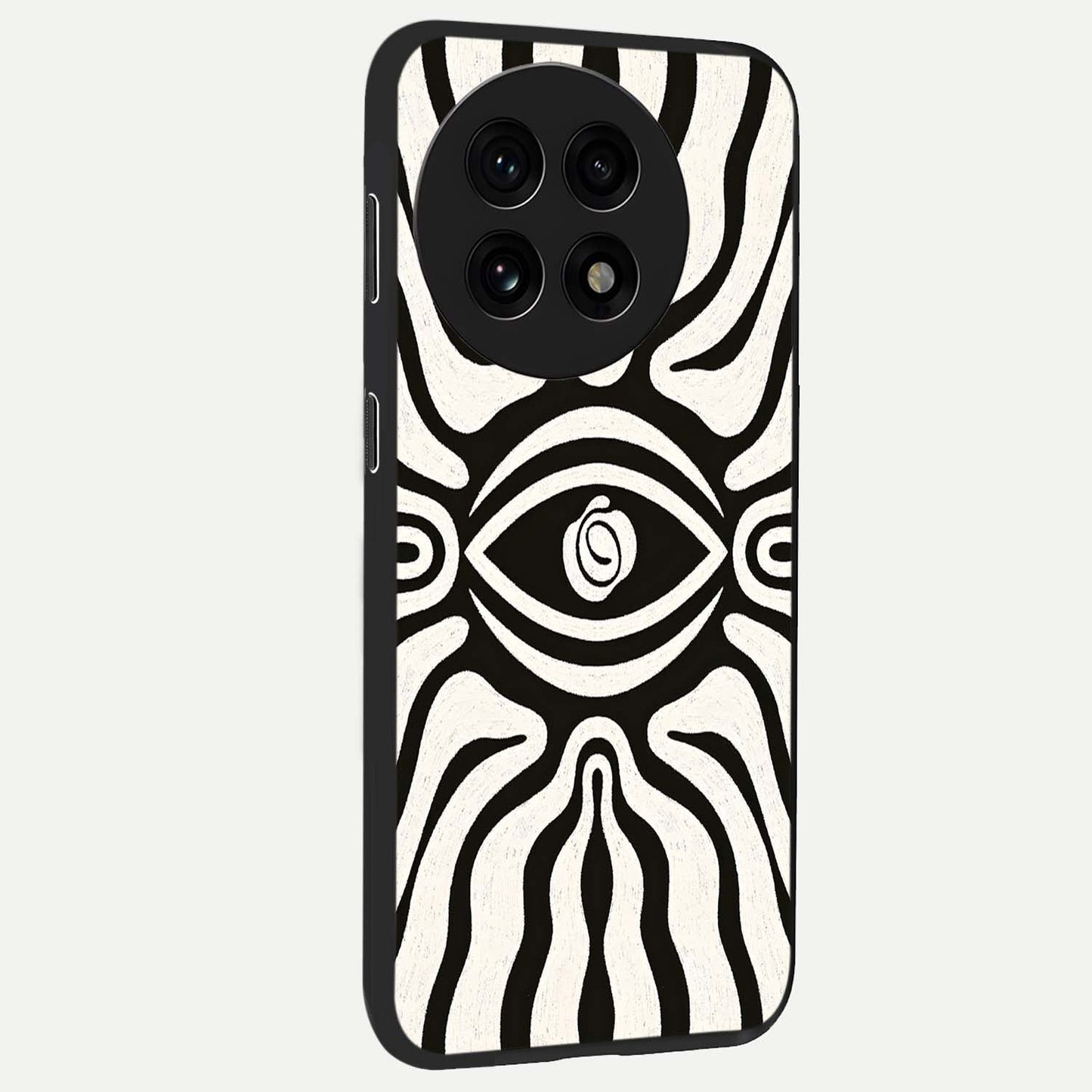 Trancewave Illusion Art Glass Case for 1+13R side perspective highlighting dynamic wave textures and premium edges