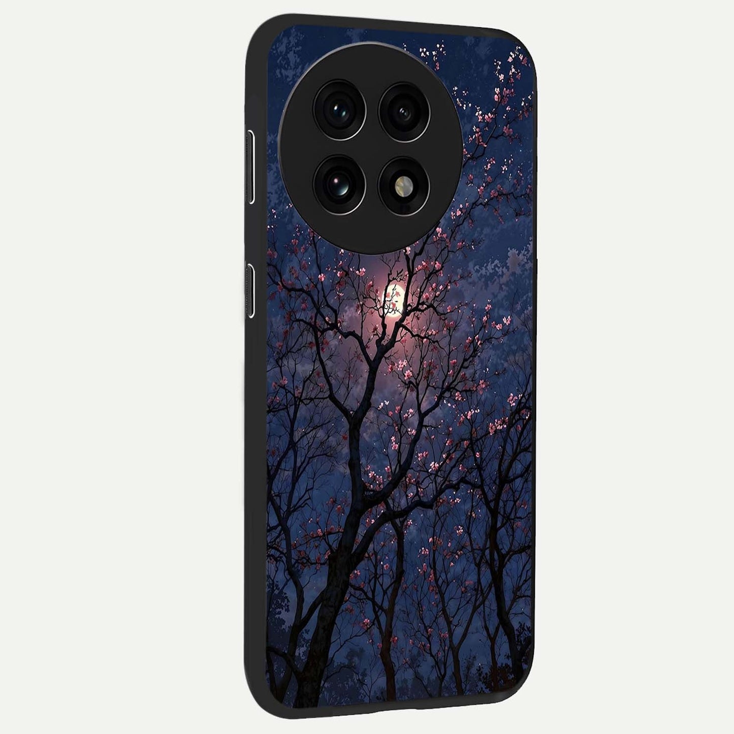 Twilight Sakura Serenade Glass Case for 1+13R side perspective highlighting delicate sakura textures and premium edges