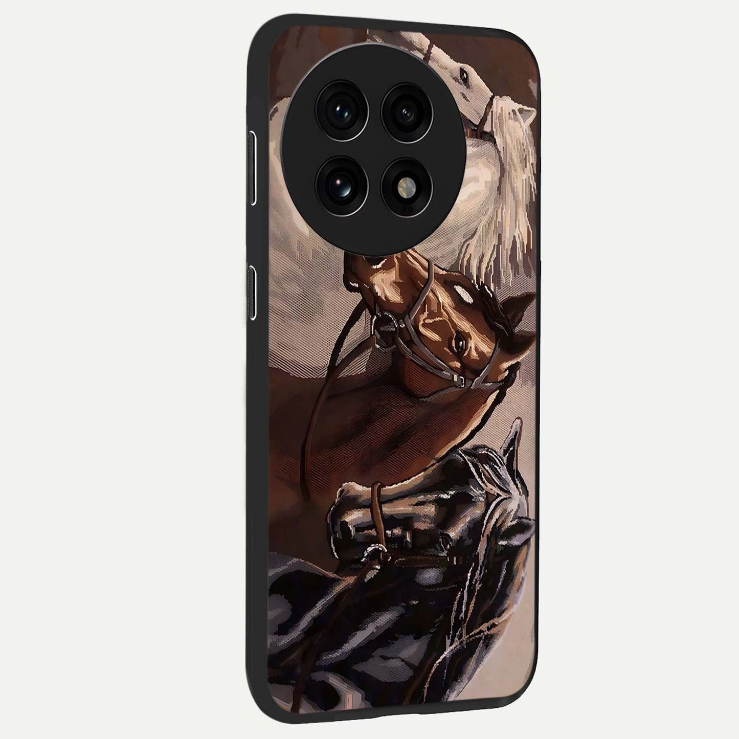 Wild Trio Gallop Glass Case for 1+13R side perspective highlighting strong motion textures and premium edges