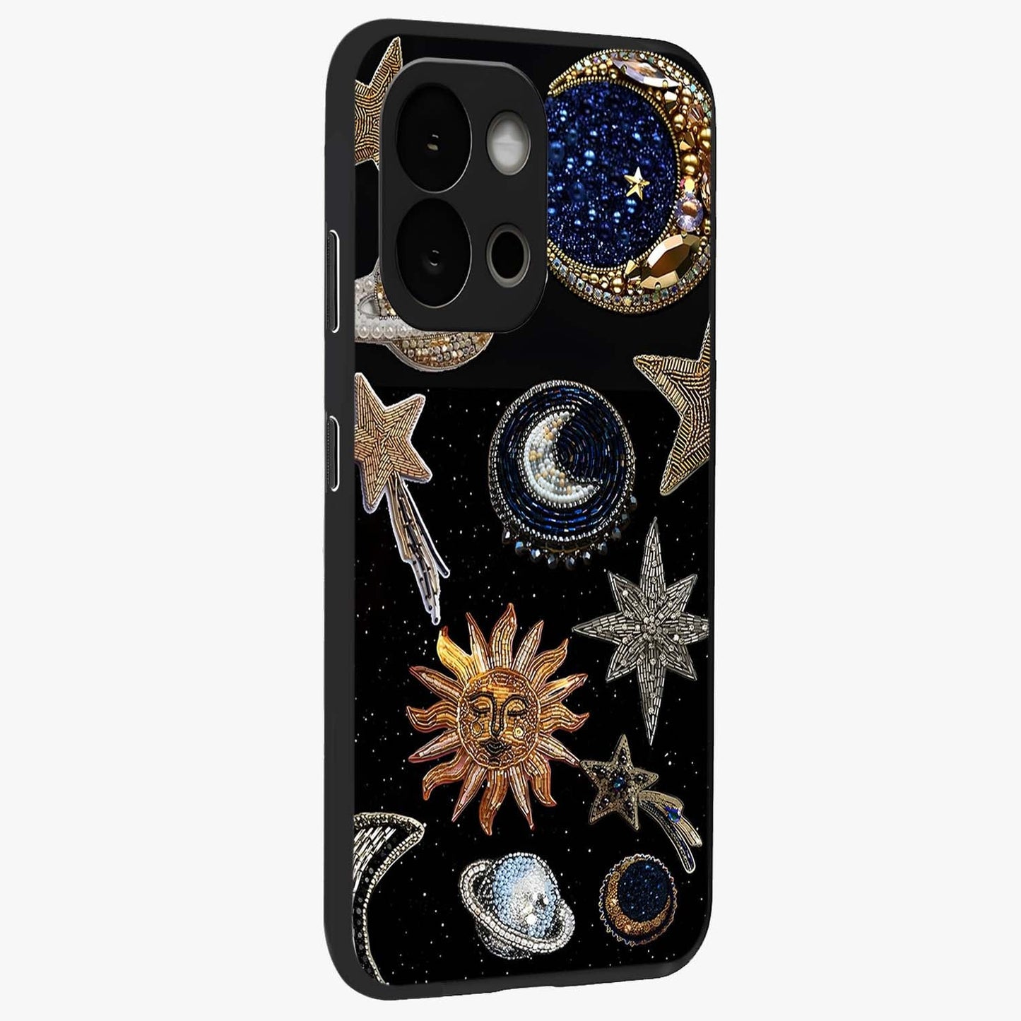 Celestial Gem Constellations Glass Case for 1+13S side perspective highlighting intricate star patterns and premium build