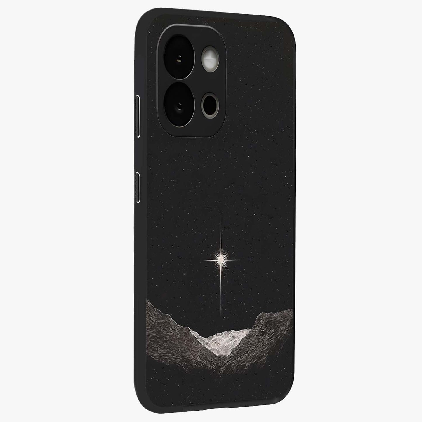 Cosmic Dream Night Glass Case for 1+13S side perspective highlighting vibrant star detailing and premium build