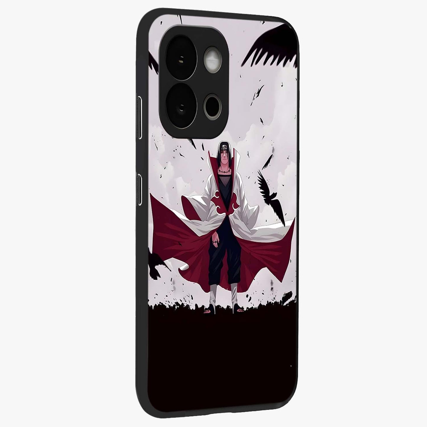 Crimson Crow Ascension Glass Case for 1+13S side perspective highlighting intricate crow detailing and premium texture