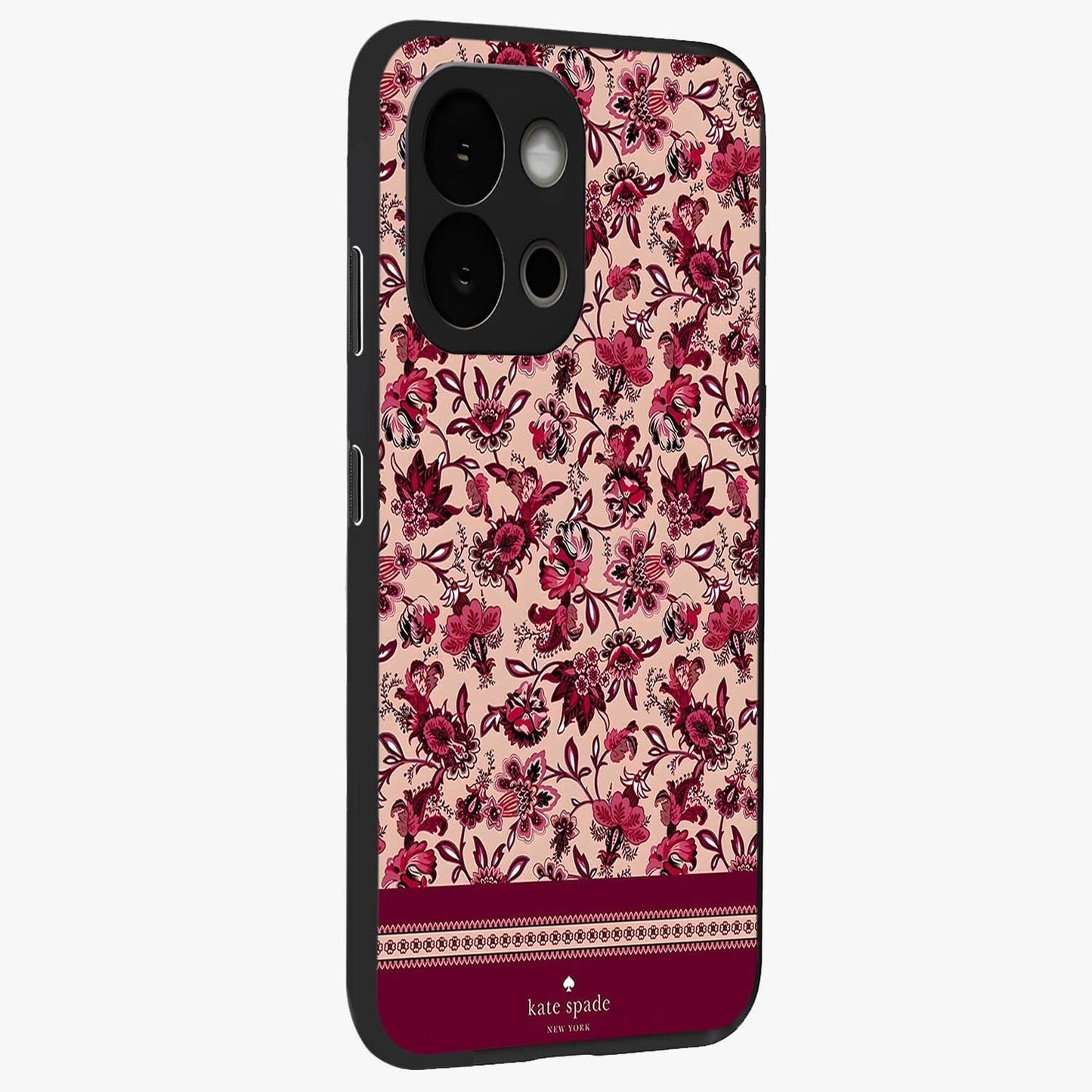 Crimson Rose Charm Glass Case for 1+13S side perspective highlighting delicate rose textures and smooth edges