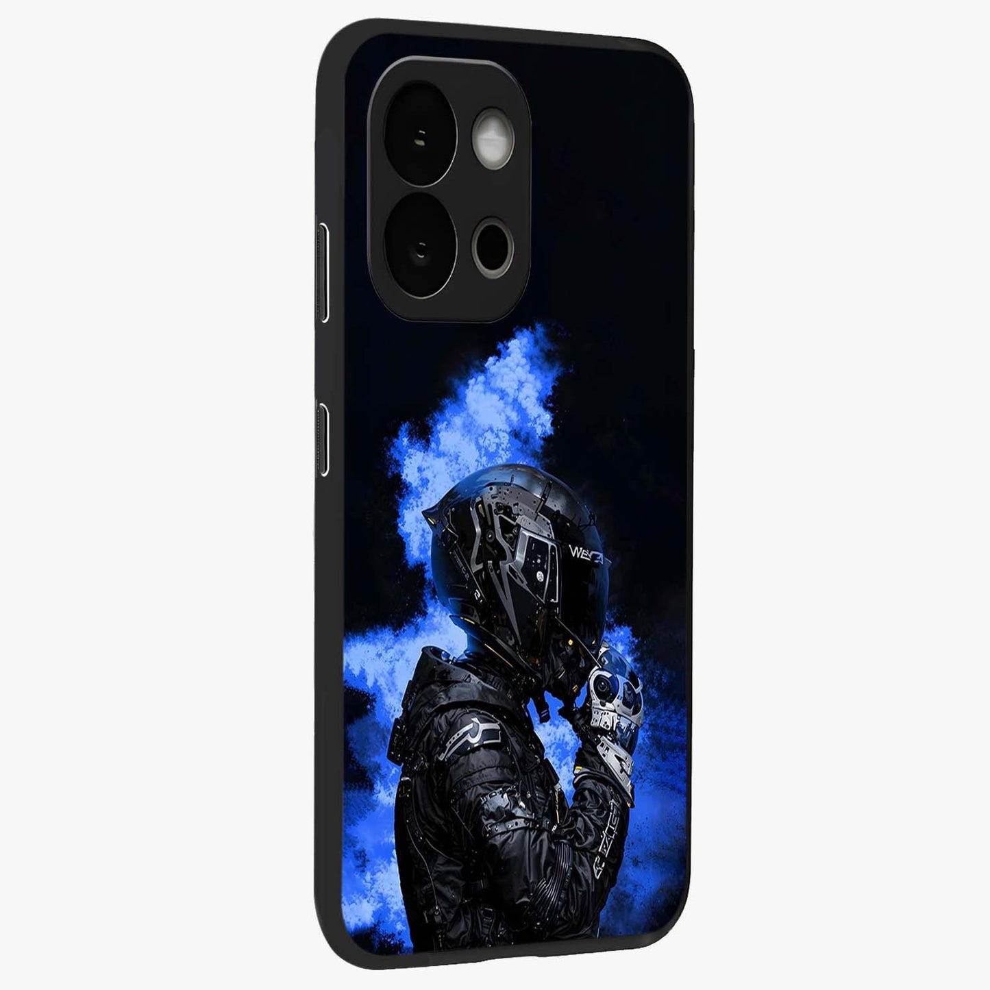 Cyber Sentinel Protocol Glass Case for 1+13S side perspective highlighting sharp digital textures and premium build