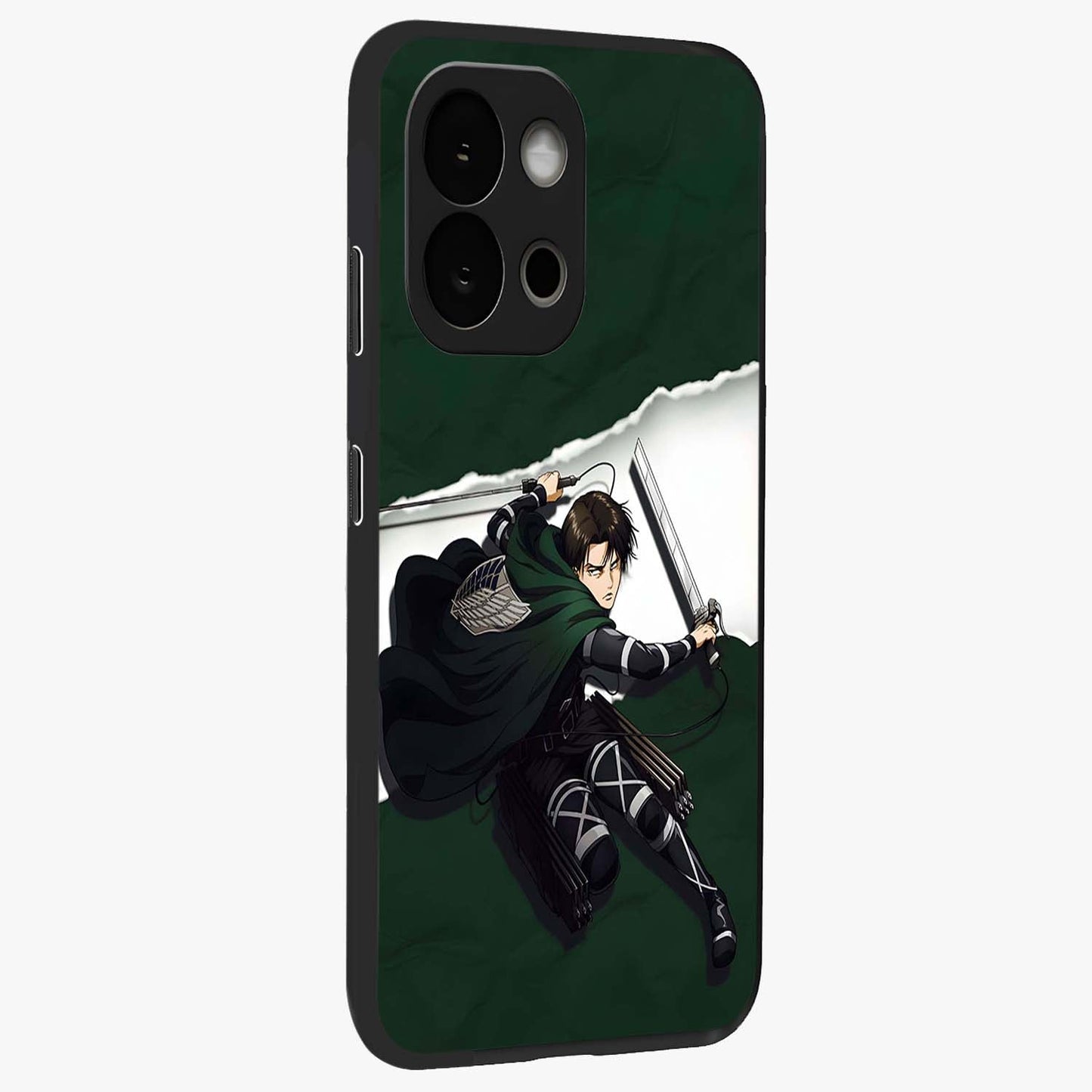 Emerald War Vanguard Glass Case for 1+13S side perspective highlighting dramatic textures and premium edges