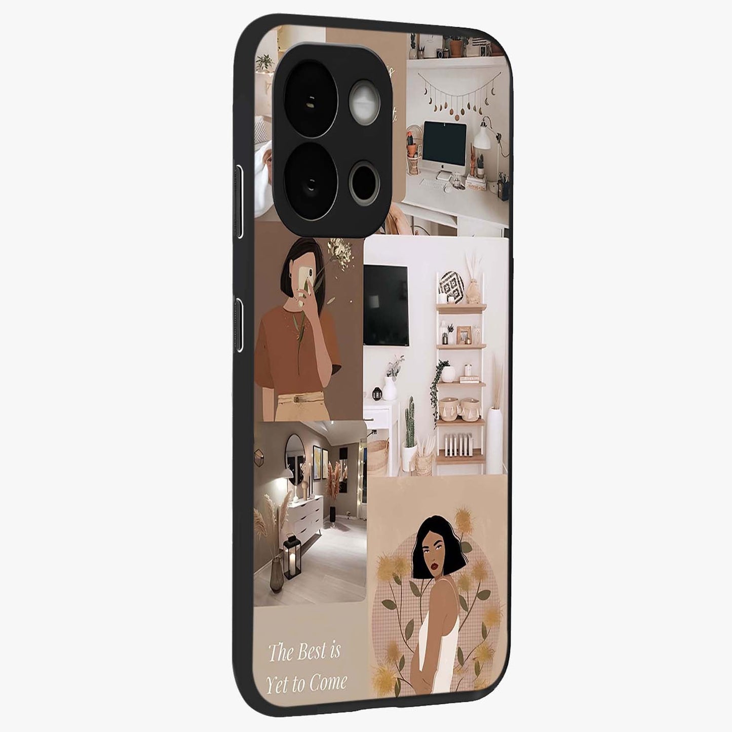 Golden Mist Butterflies Glass Case for 1+13S side perspective highlighting delicate wing textures and premium edges