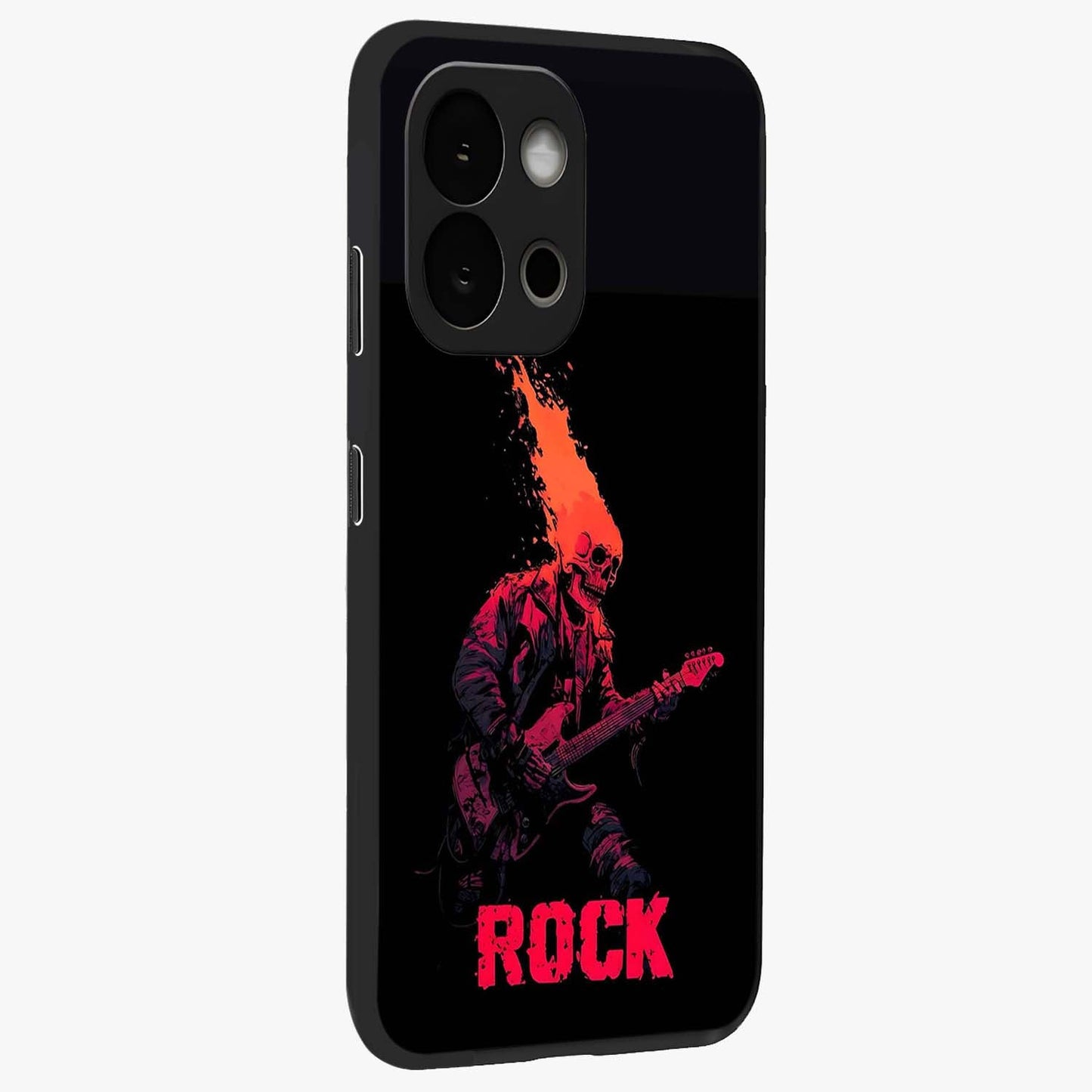 Hellfire Rock Anthem Glass Case for 1+13S displayed upright for powerful statement visibility and premium finish.