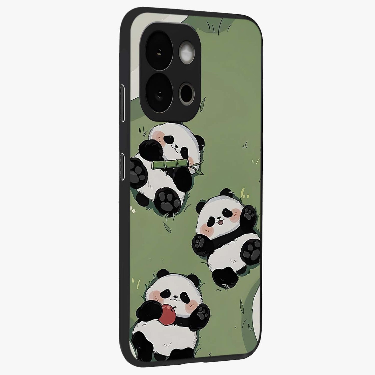 Lazy Panda Picnic Glass Case for 1+13S side perspective highlighting cute illustration textures and smooth premium build