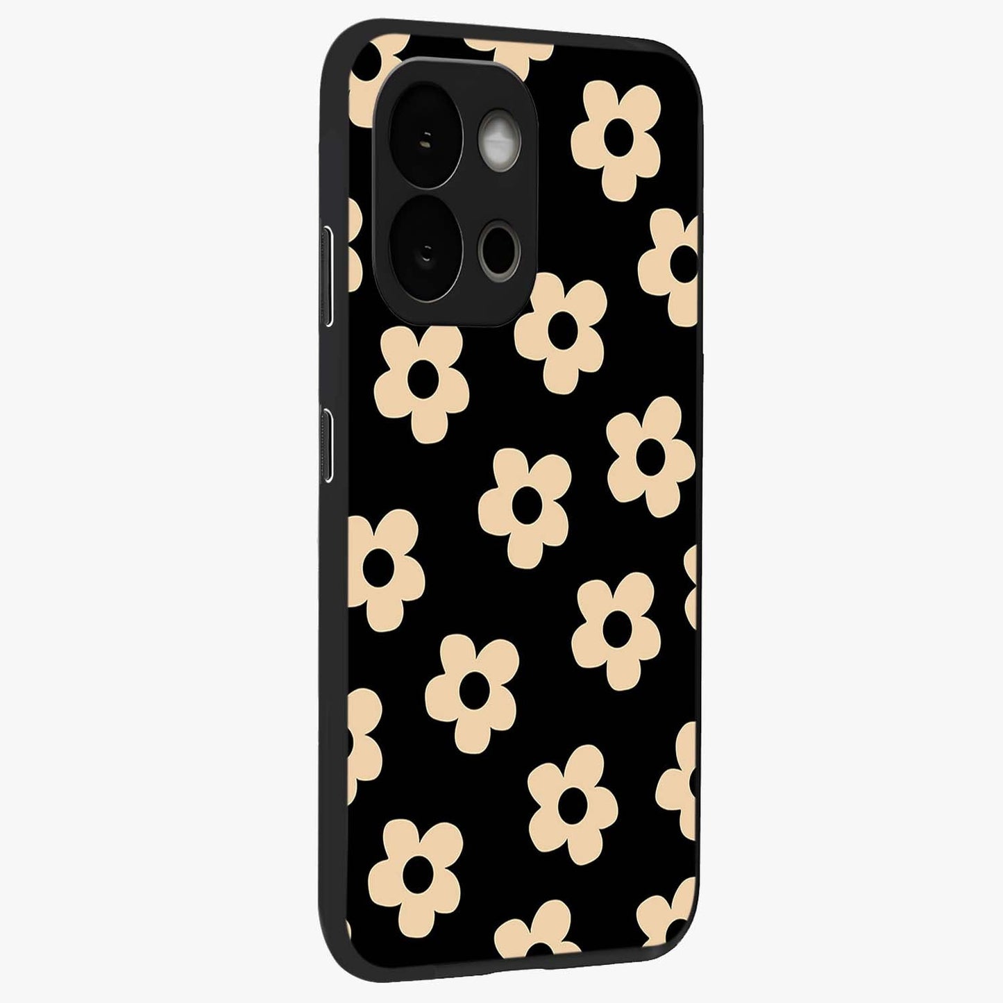 Little Daisy Flower Retro Pattern Glass Case for 1+13S side perspective highlighting playful floral textures and smooth premium edges
