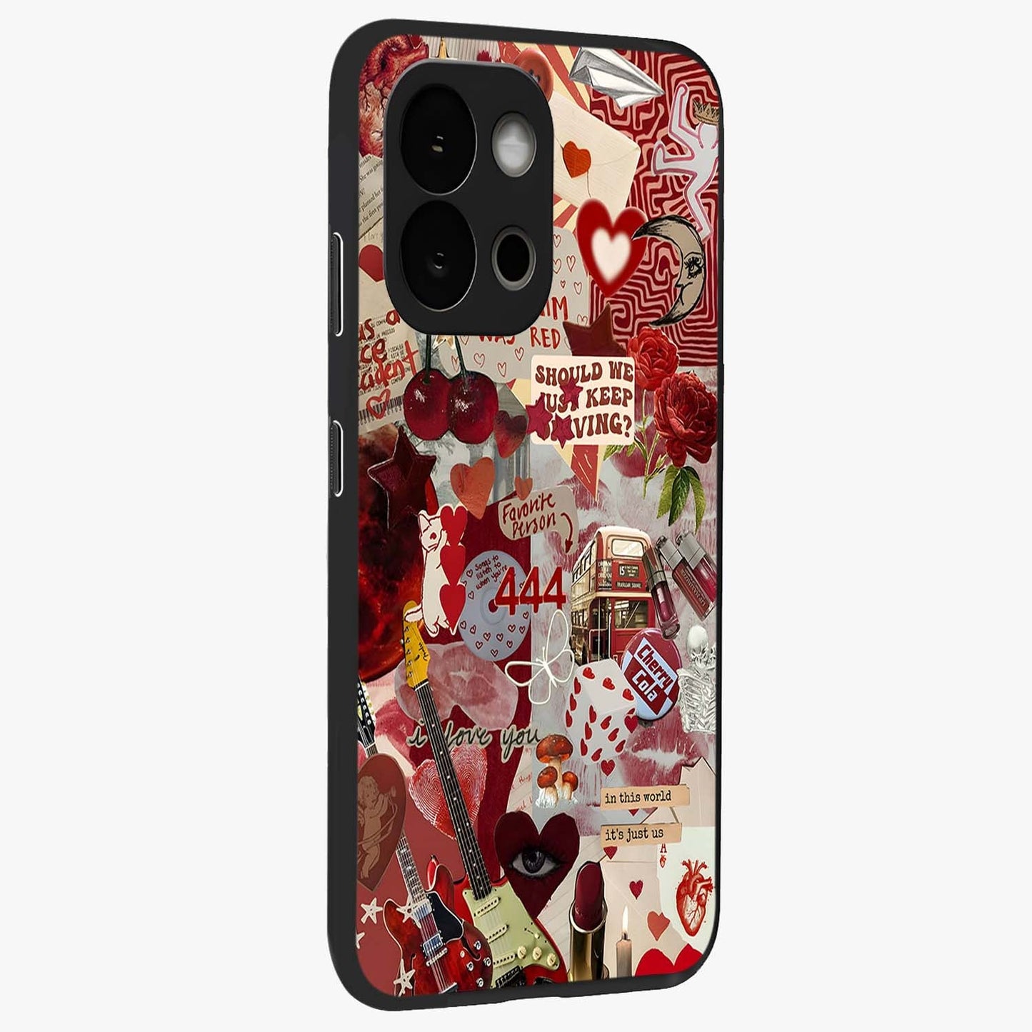 Lover’S Red Chaos Glass Case for 1+13S side perspective highlighting edgy detailing and premium build