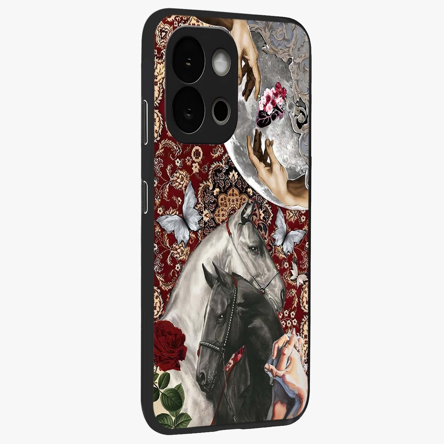 Moonlit Royal Stallion Glass Case for 1+13S side perspective highlighting refined equestrian detailing and premium edges