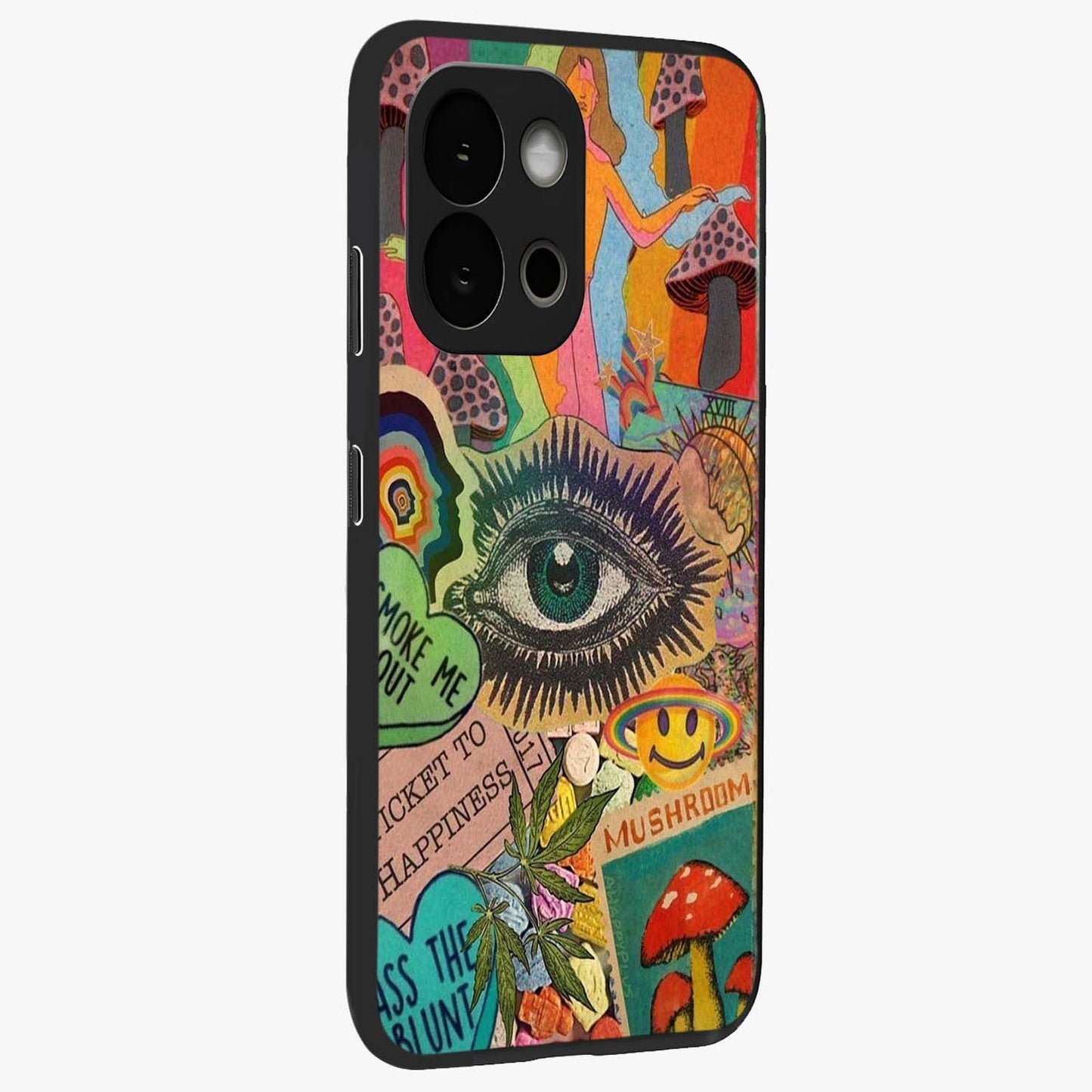 Mystic Eye Wonderland Glass Case for 1+13S side perspective highlighting intricate eye detailing and smooth build