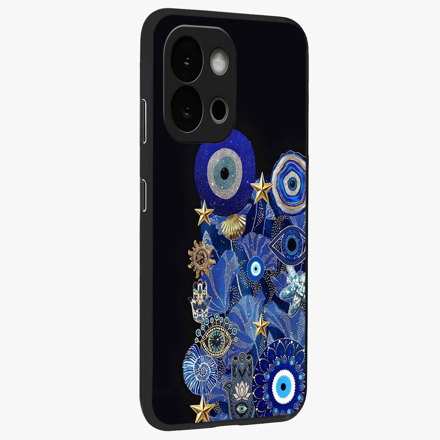 Mystic Ocean Eye Glass Case for 1+13S side perspective highlighting intricate eye textures and sleek edges