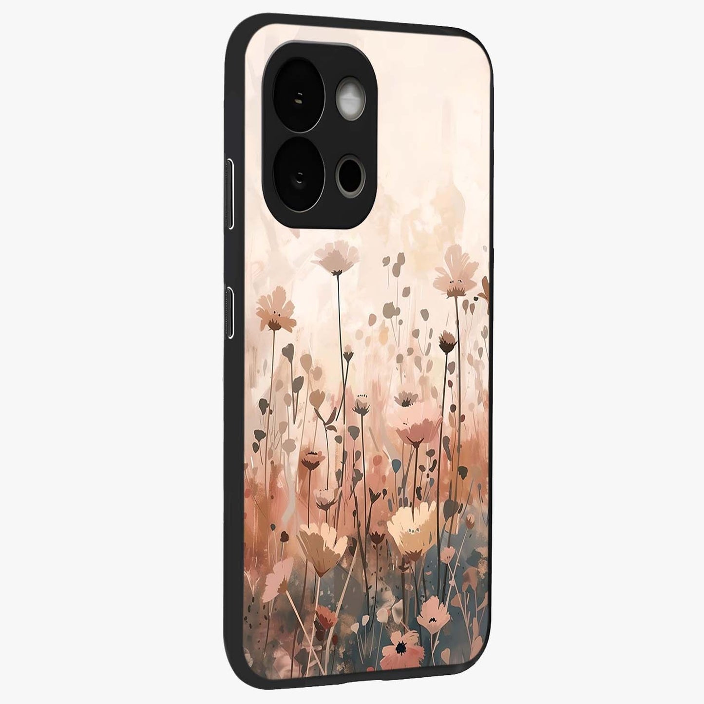 Pastel Wildflowers Glass Case for 1+13S side perspective highlighting vibrant bloom textures and smooth premium build