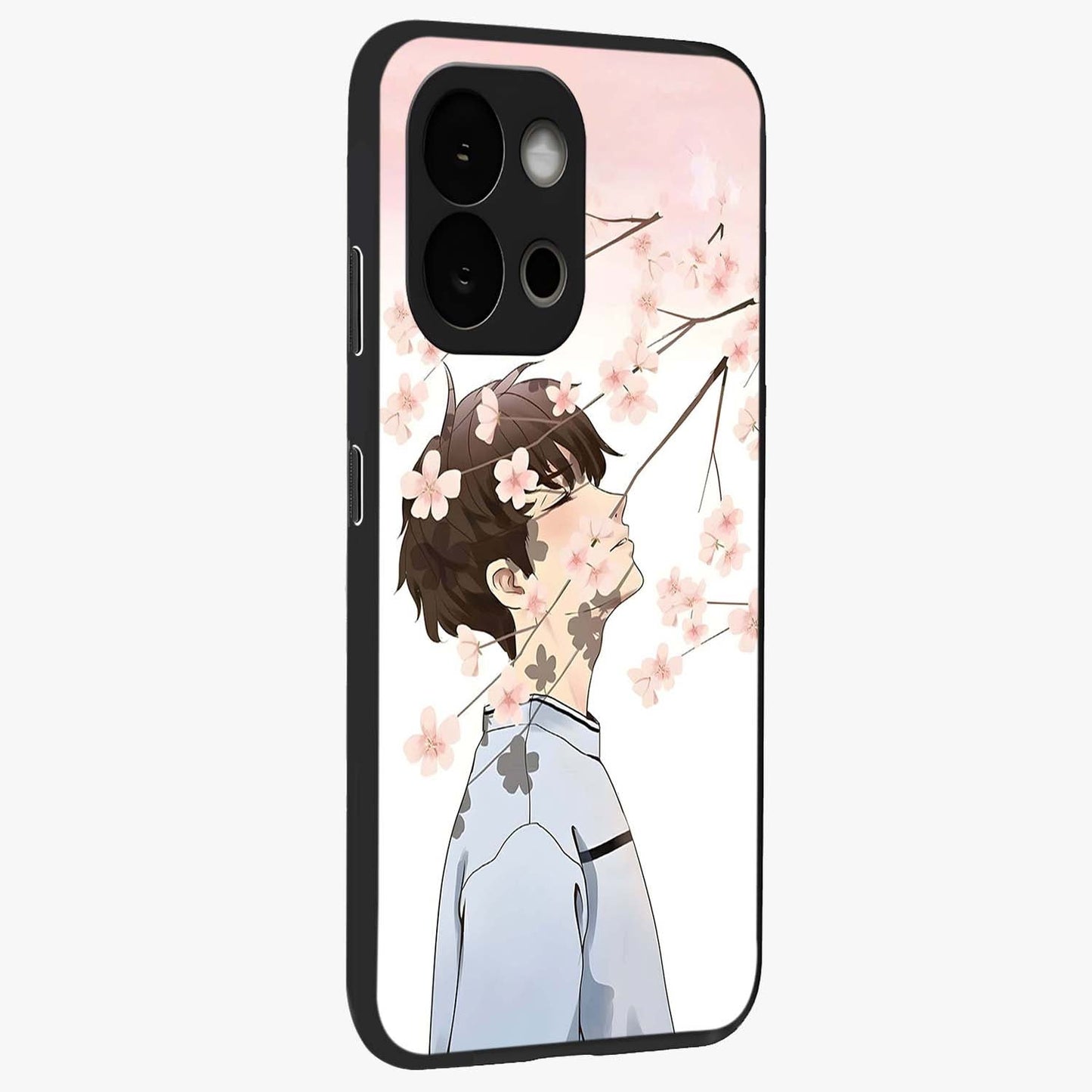 Pink Blossom Boy Glass Case for 1+13S side perspective highlighting delicate floral textures and sleek build