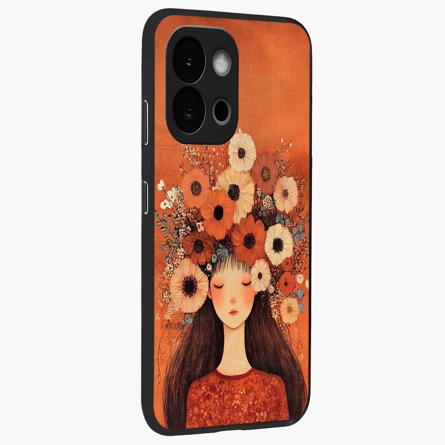 Radiant Flower Thoughts Glass Case for 1+13S side perspective highlighting refined textures and smooth build