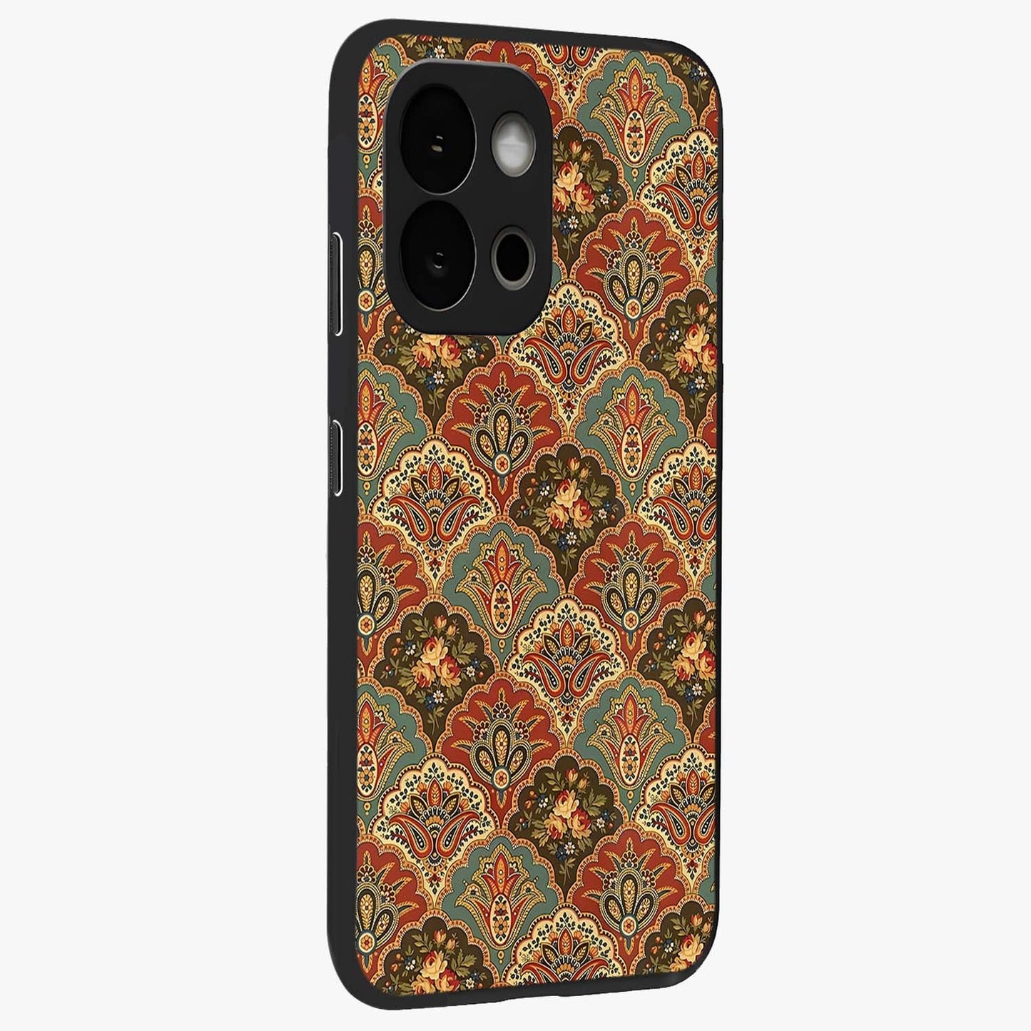 Royal Threadwork Glass Case for 1+13S side perspective highlighting detailed stitching textures and smooth premium build