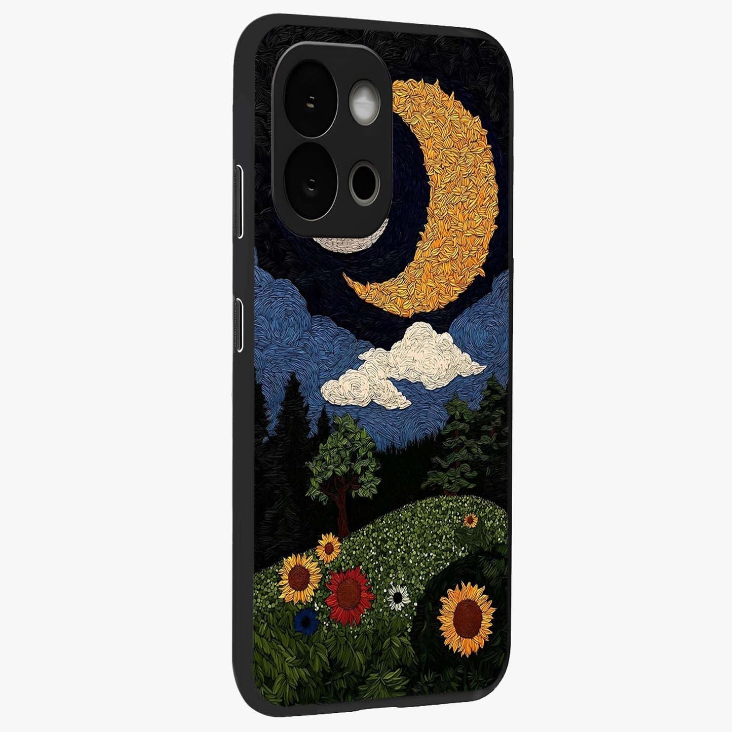 Sun and Moon Magic Design Glass Case for 1+13S side perspective highlighting celestial detailing and premium edges