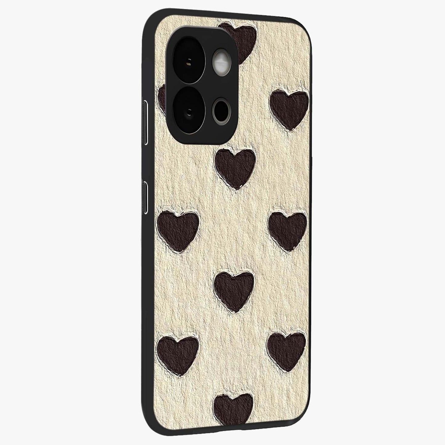 Textured Love Pattern Glass Case for 1+13S side perspective highlighting soft textures and smooth premium build