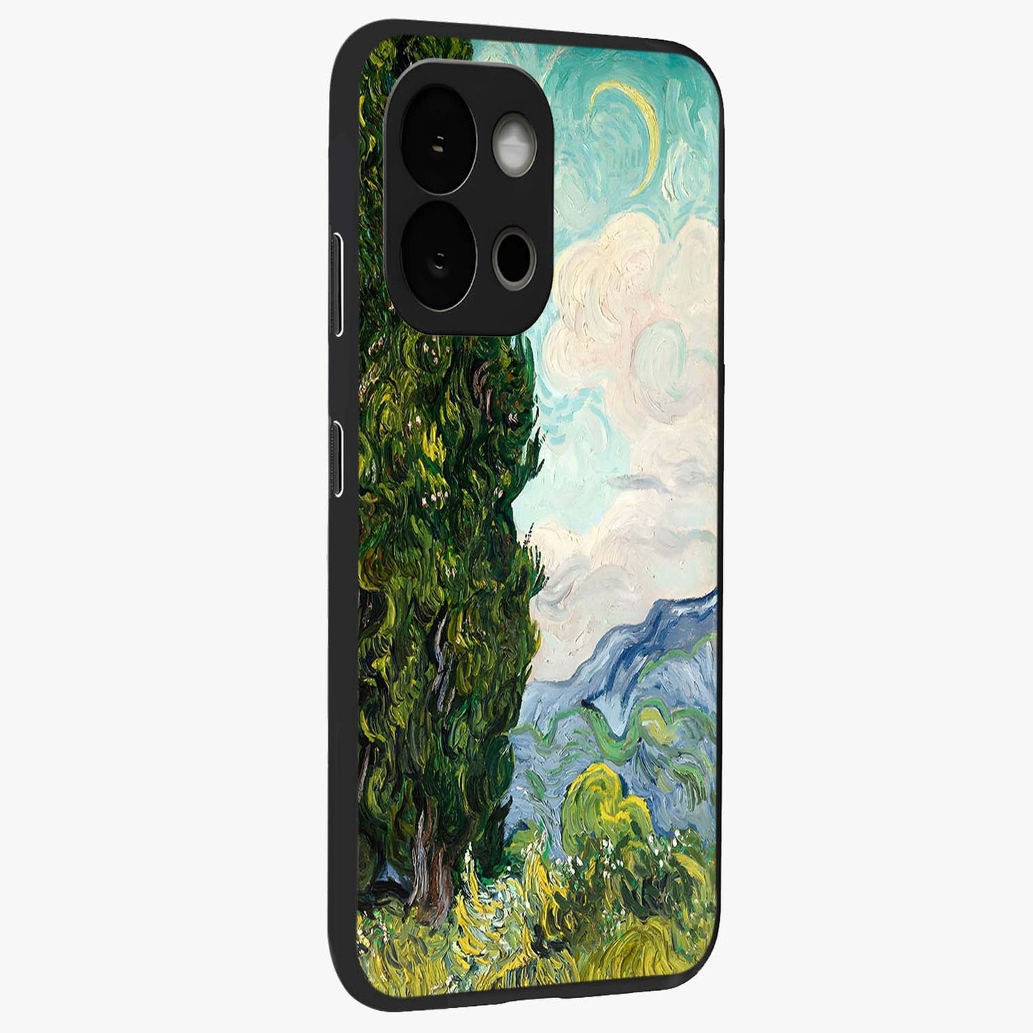 Van Gogh Vintage Art Glass Case for 1+13S side perspective highlighting textured detailing and sleek premium build