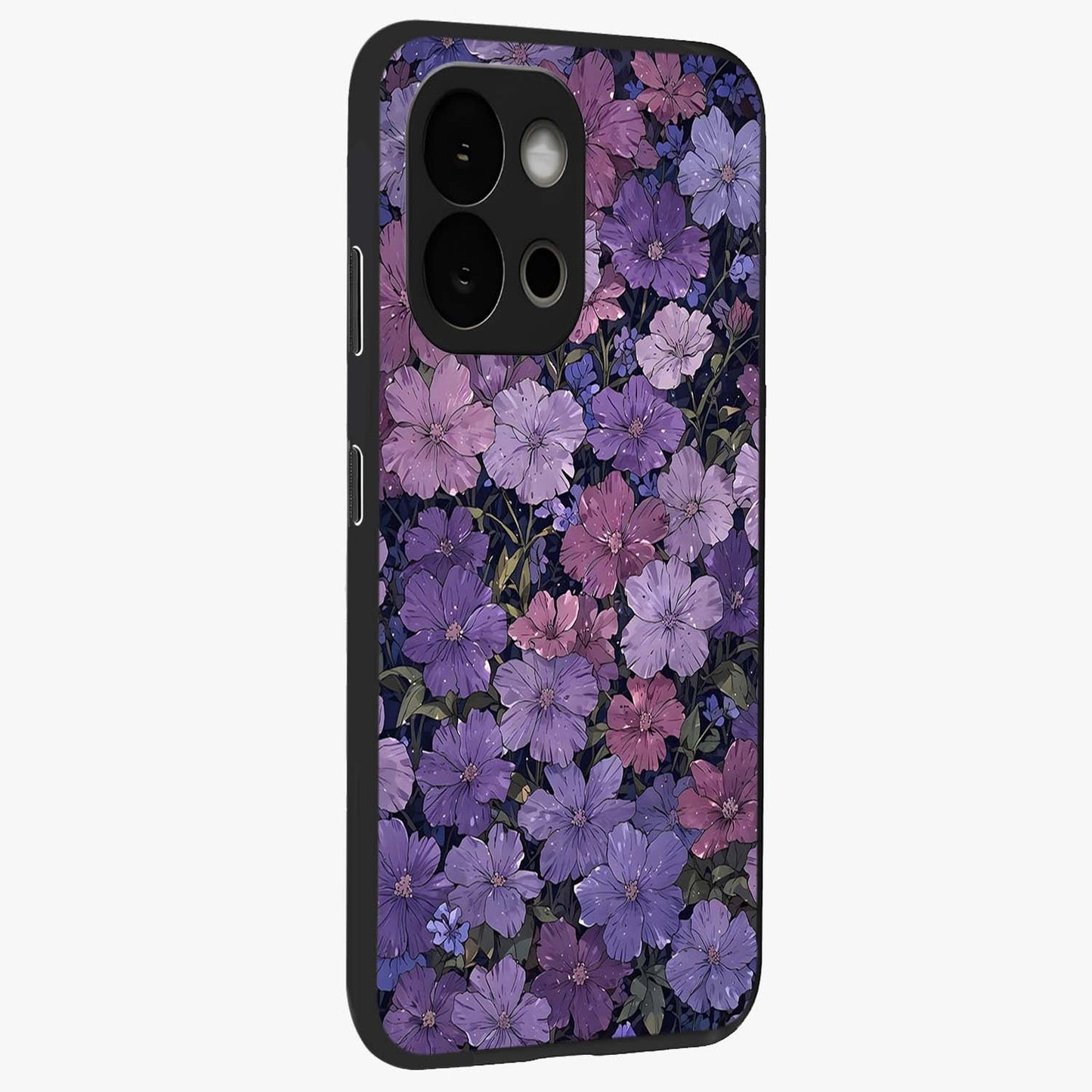 Velvet Bloom Tapestry Glass Case for 1+13S side perspective highlighting intricate bloom textures and premium edges