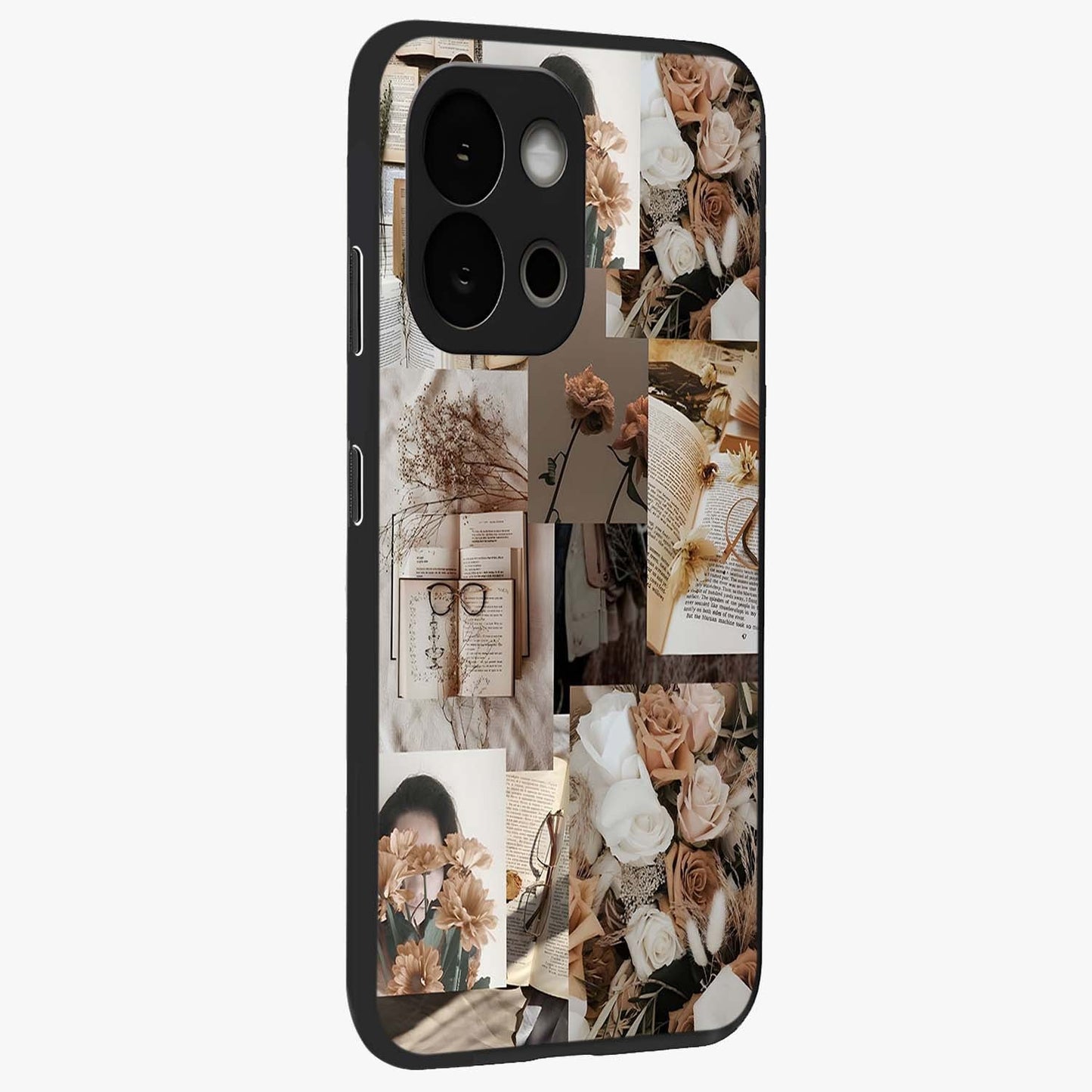 Vintage Bloom Story Glass Case for 1+13S side perspective highlighting delicate bloom textures and smooth build