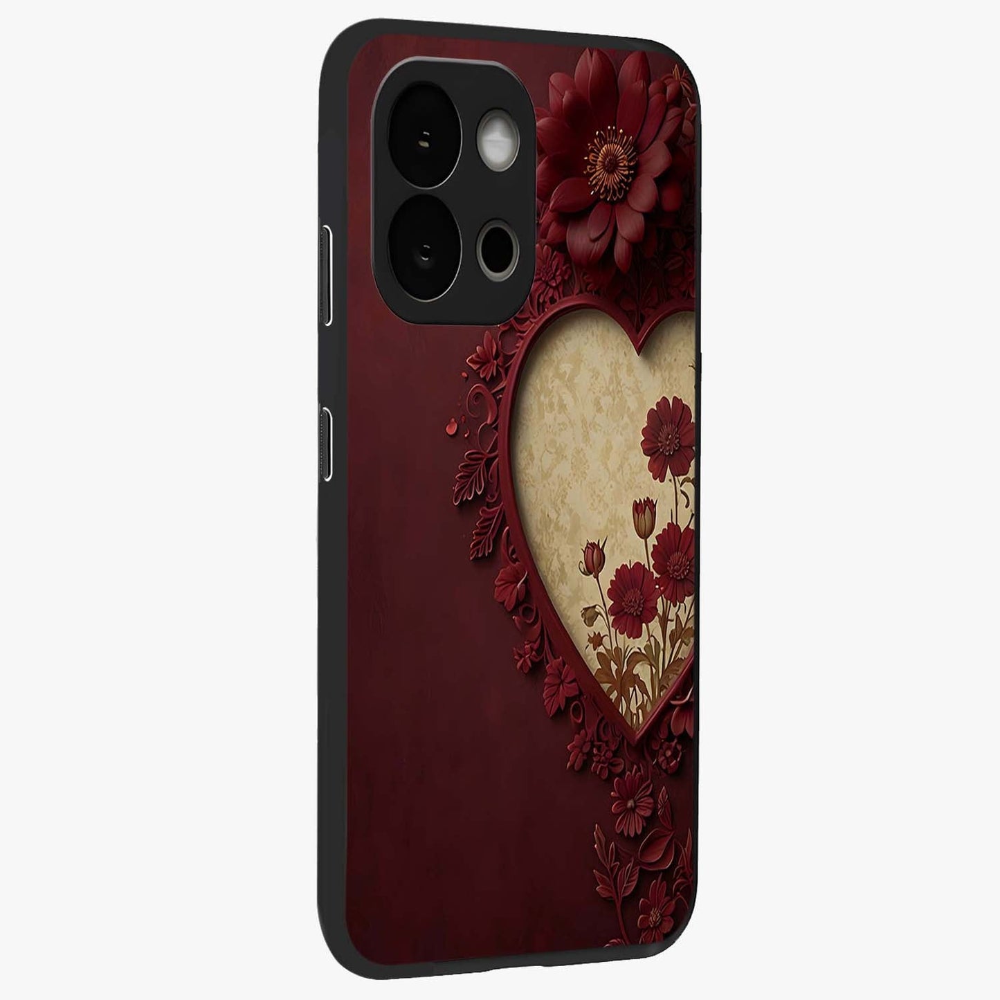 Wine Heart Vintage Art Glass Case for 1+13S side perspective highlighting classic textures and premium edges