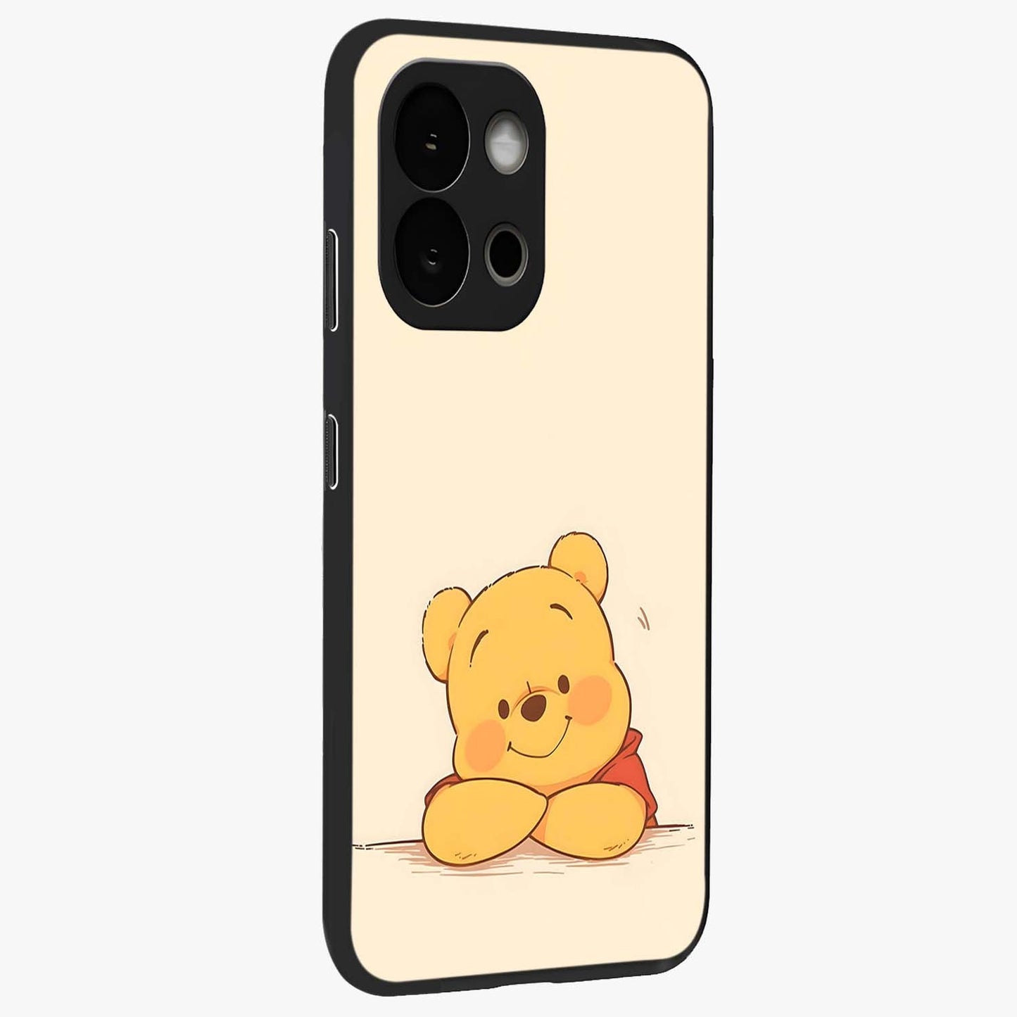 Winniethe Pooh Glass Case for 1+13S side perspective highlighting charming character textures and smooth build