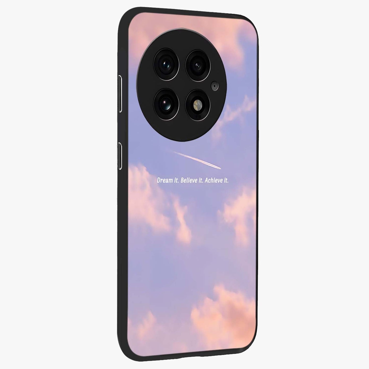 Aesthetic Clouds Dream Glass Case for 1+13 side perspective highlighting smooth edges and dreamy cloud details