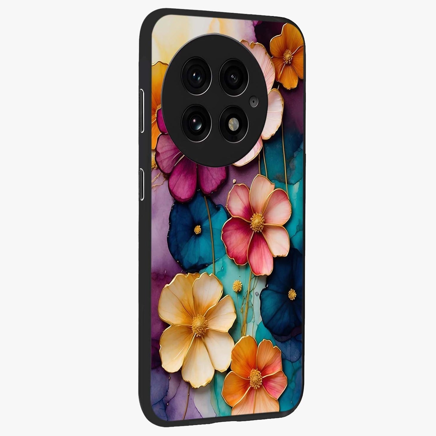 Artlyn Grace Flower Pattern Glass Case for 1+13 side perspective highlighting premium edges and delicate floral design