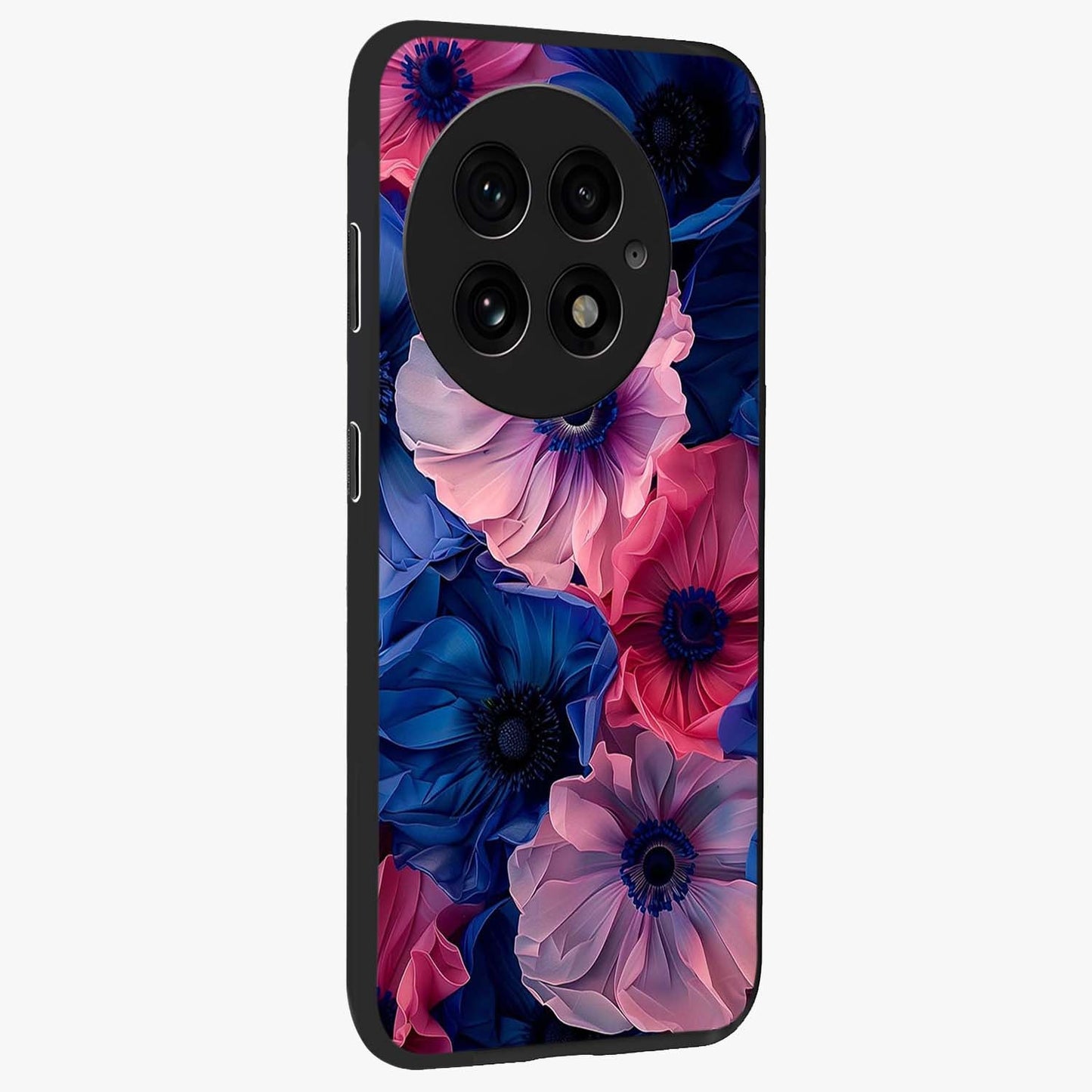 Flower Paper Art Pattern Glass Case for 1+13 side perspective highlighting intricate pattern design and premium build