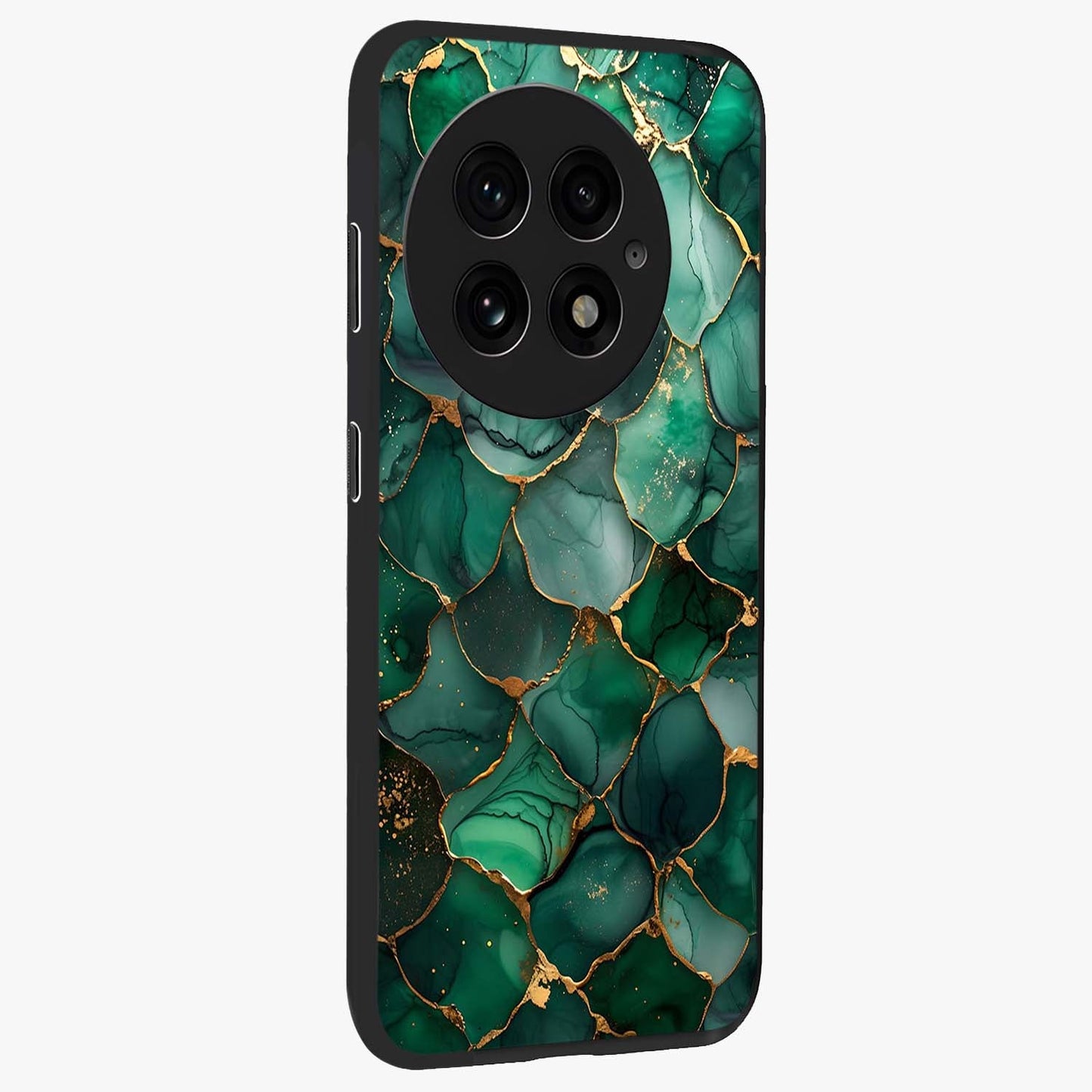 Geometric Polyester Pattern Glass Case for 1+13 side perspective highlighting sharp pattern textures and smooth premium build