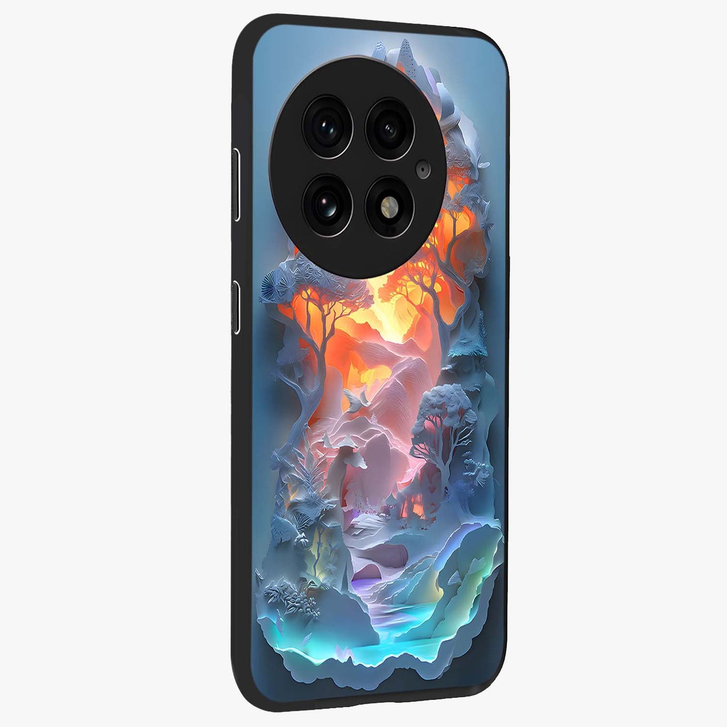Glow Forest Portal Glass Case for 1+13 side perspective highlighting magical forest textures and premium build