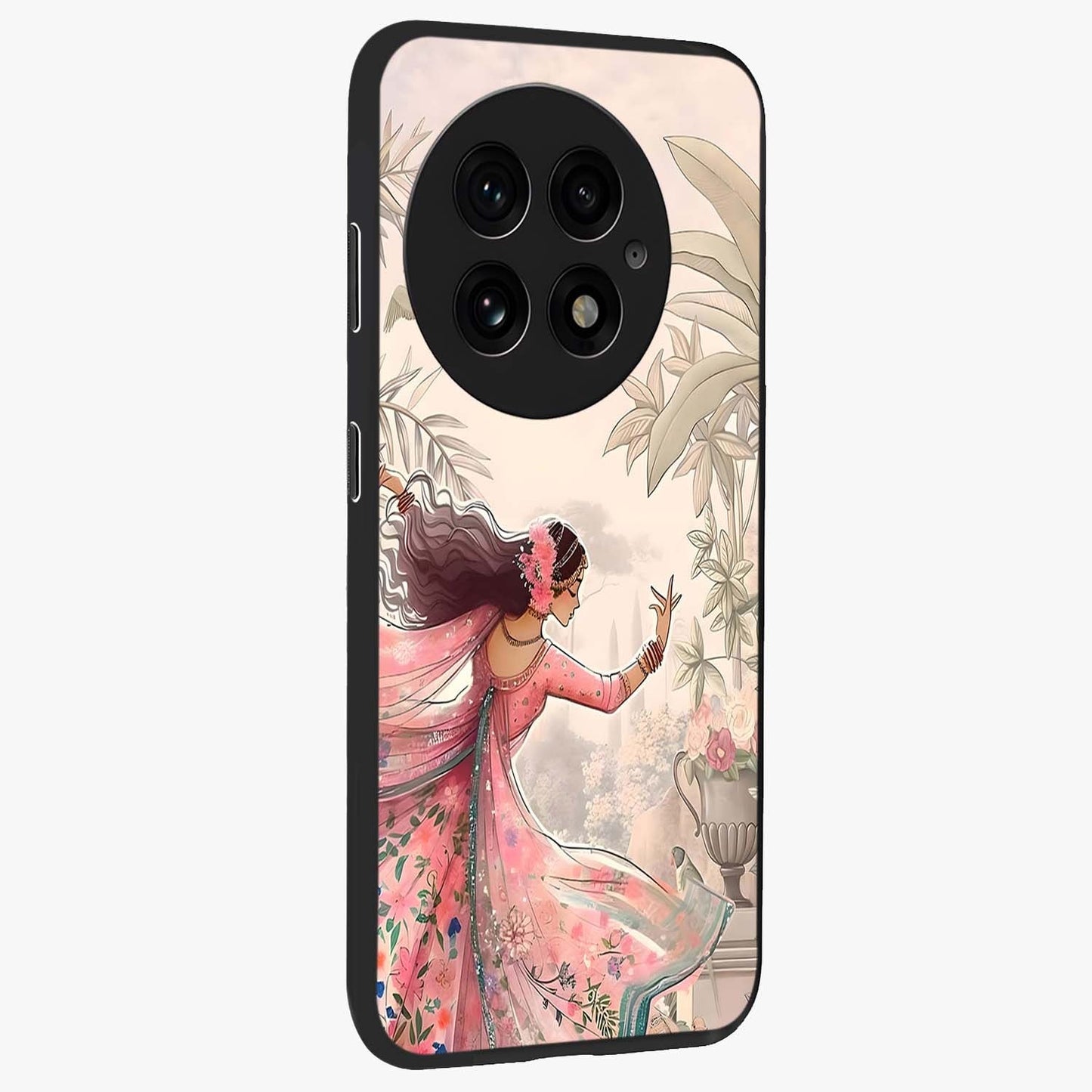 Graceful Garden Rhythm Glass Case for 1+13 side perspective highlighting refined floral textures and premium edges