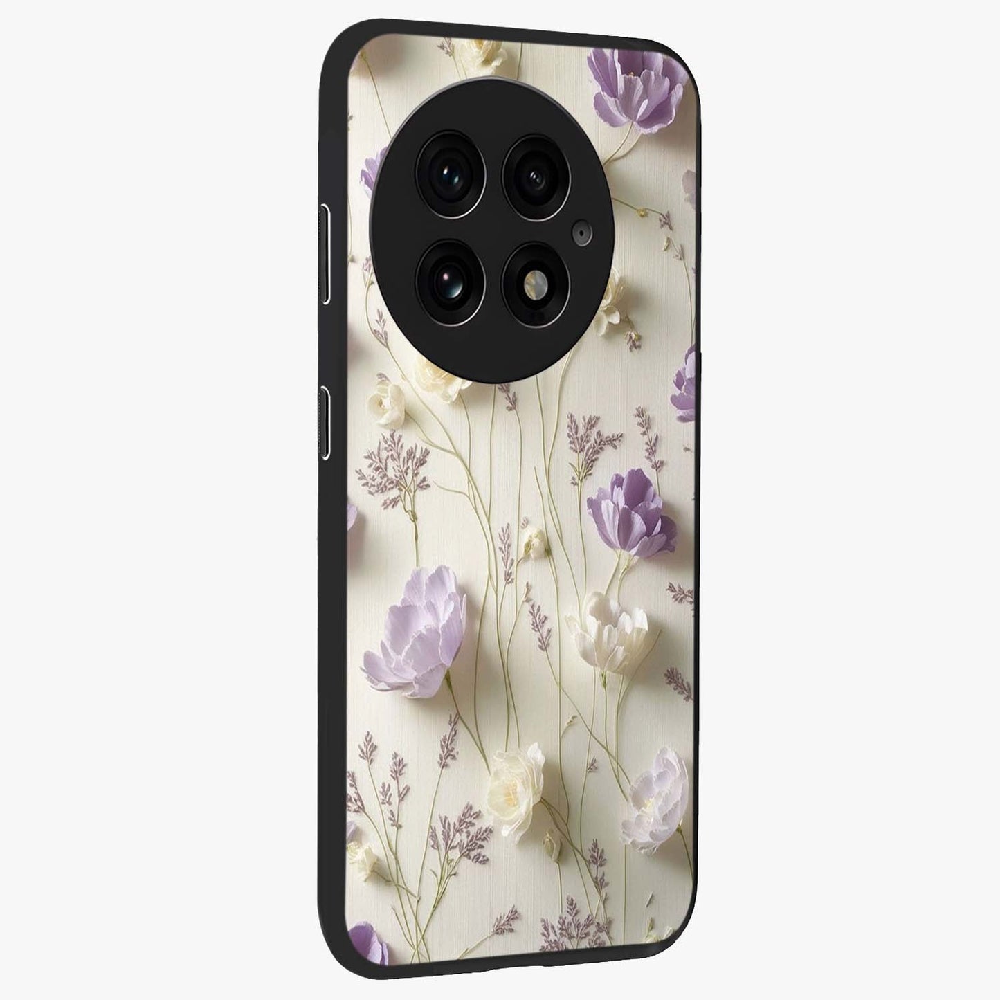 Lilac Breeze Harmony Glass Case for 1+13 side perspective highlighting calming textures and premium build