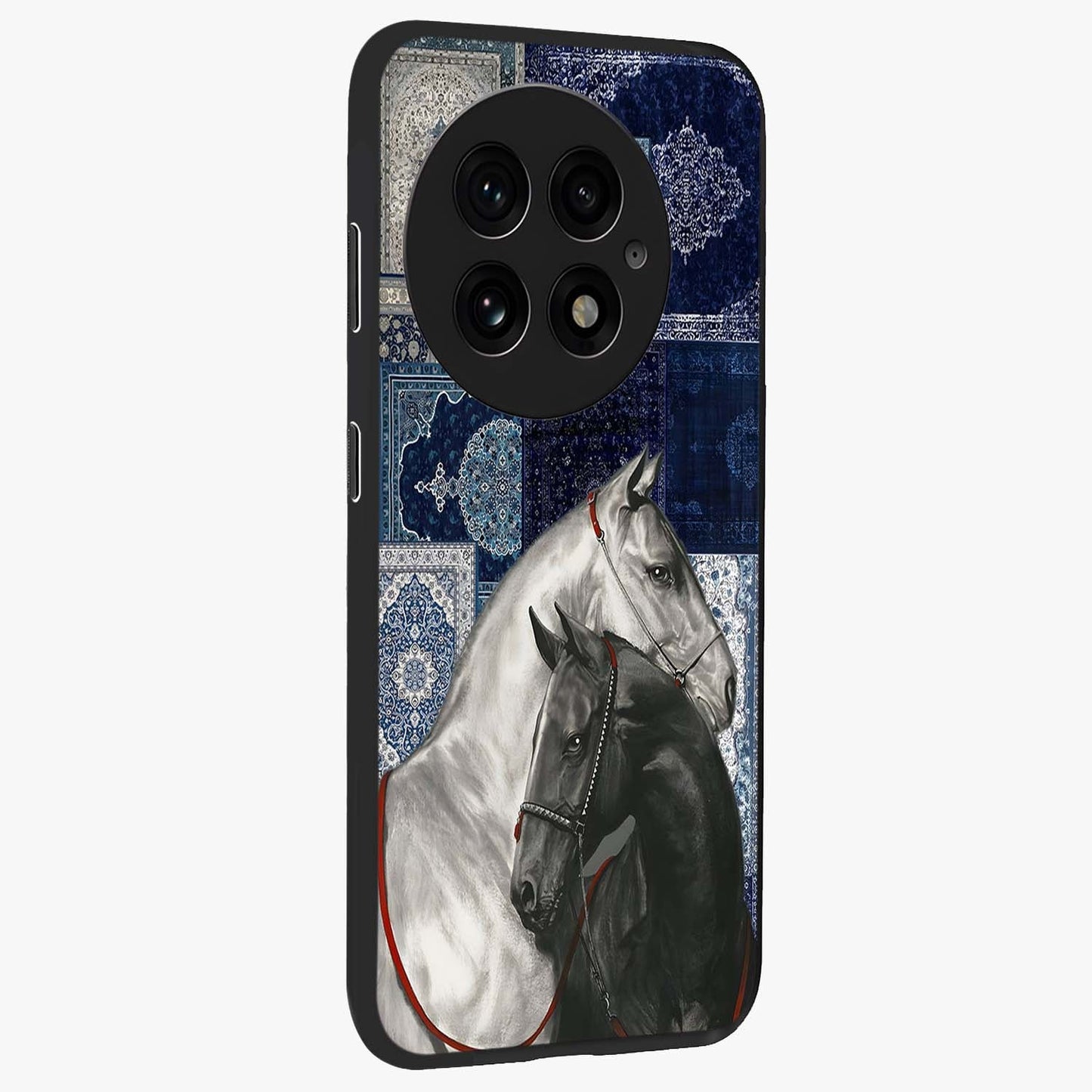 Midnight Stallion Blues Glass Case for 1+13 side perspective highlighting refined textures and smooth premium build