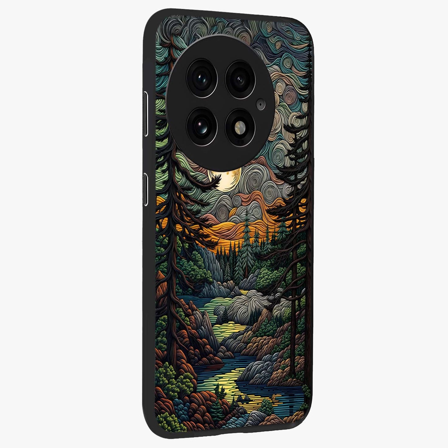 Moonlight Forest Dream Glass Case for 1+13 side perspective highlighting serene woodland textures and smooth premium build