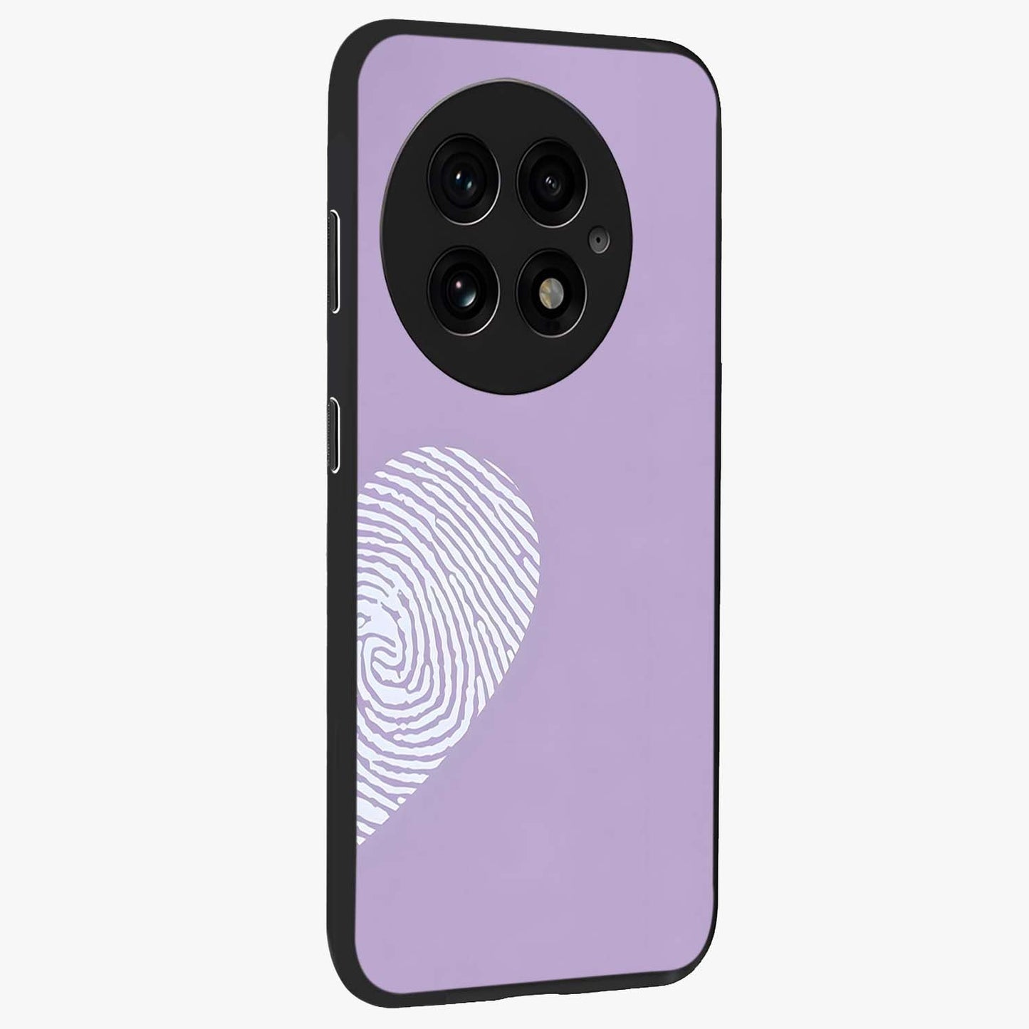 Our Hearts Match Glass Case for 1+13 side perspective highlighting delicate heart detailing and premium edges