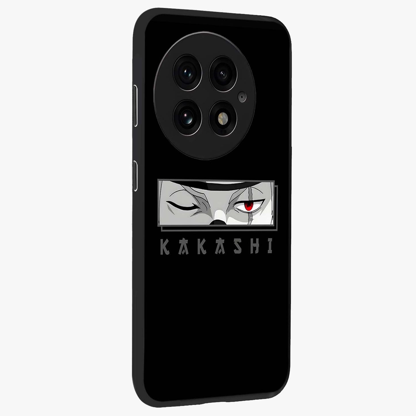 Scarlet Ninja Gaze Glass Case for 1+13 side perspective highlighting intense textures and premium edges