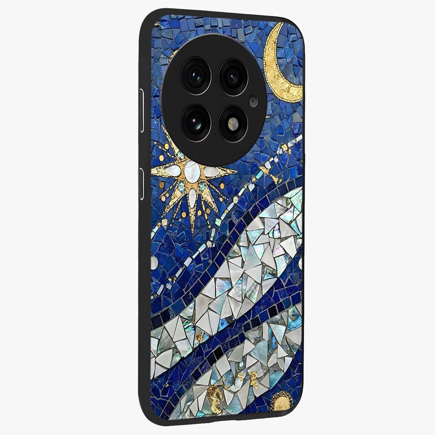 Serene Crane Flight Glass Case for 1+13 side perspective highlighting delicate feather textures and premium edges
