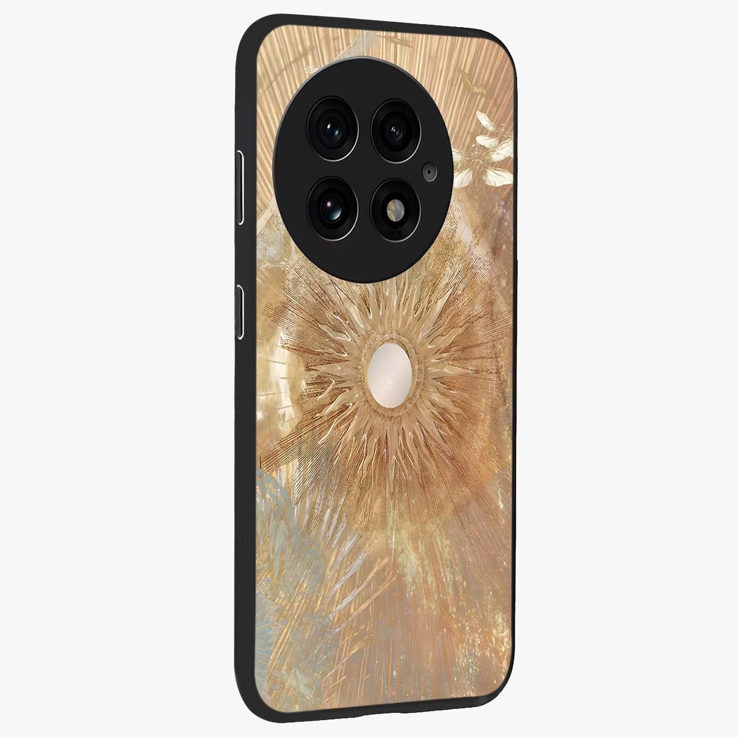 Silken Whirl Glass Case for 1+13 side perspective highlighting fluid textures and sleek premium build