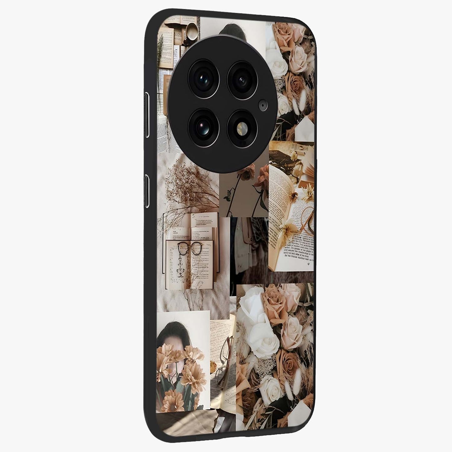 Vintage Bloom Story Glass Case for 1+13 side perspective highlighting delicate bloom textures and smooth build