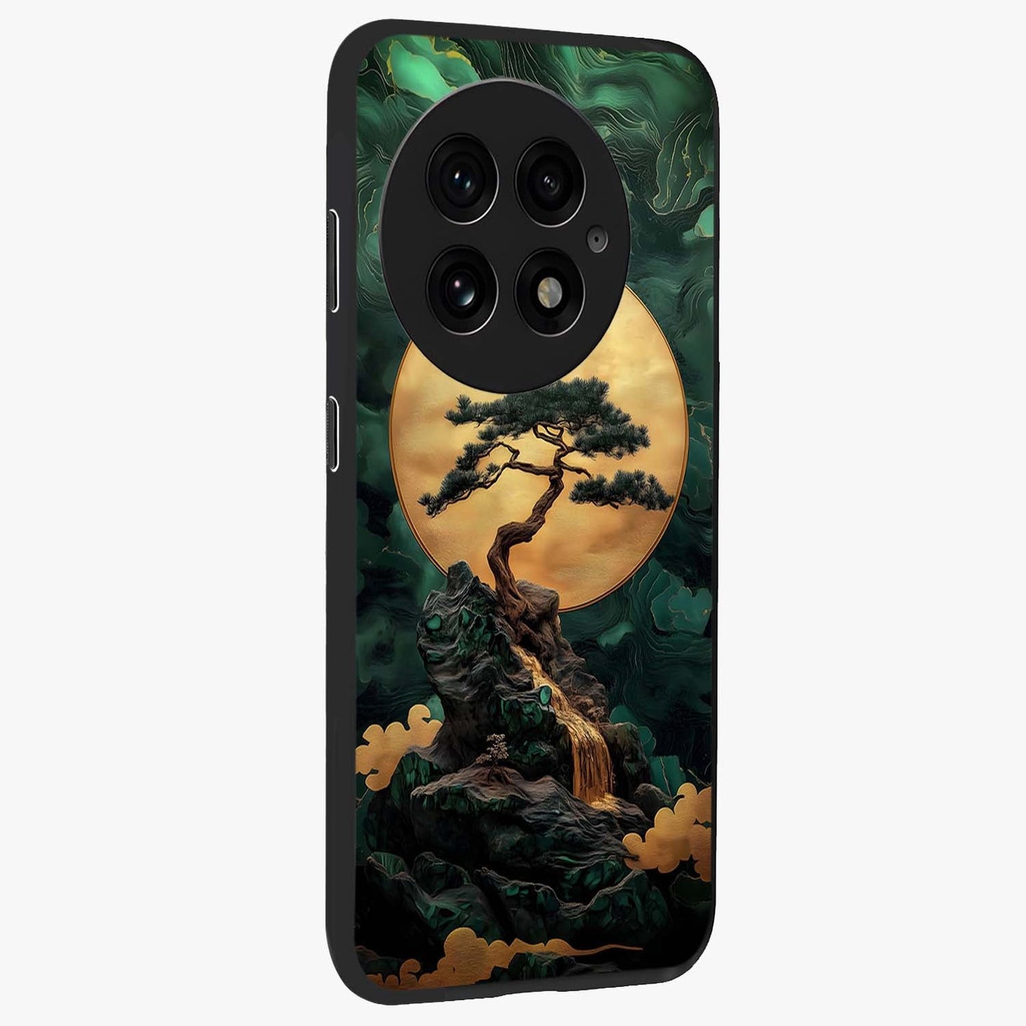 Zen Moon Rise Glass Case for 1+13 side perspective highlighting subtle lunar textures and premium edges