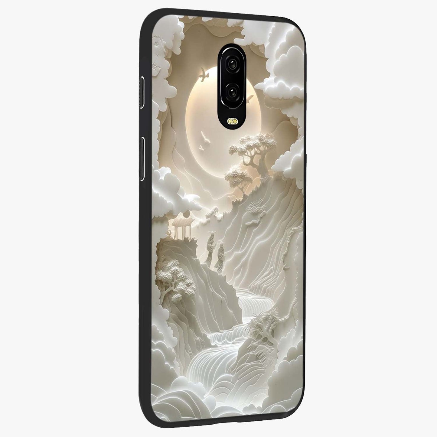 Celestial Origami Glass Case upright view showcasing creative origami artwork with modern celestial style.