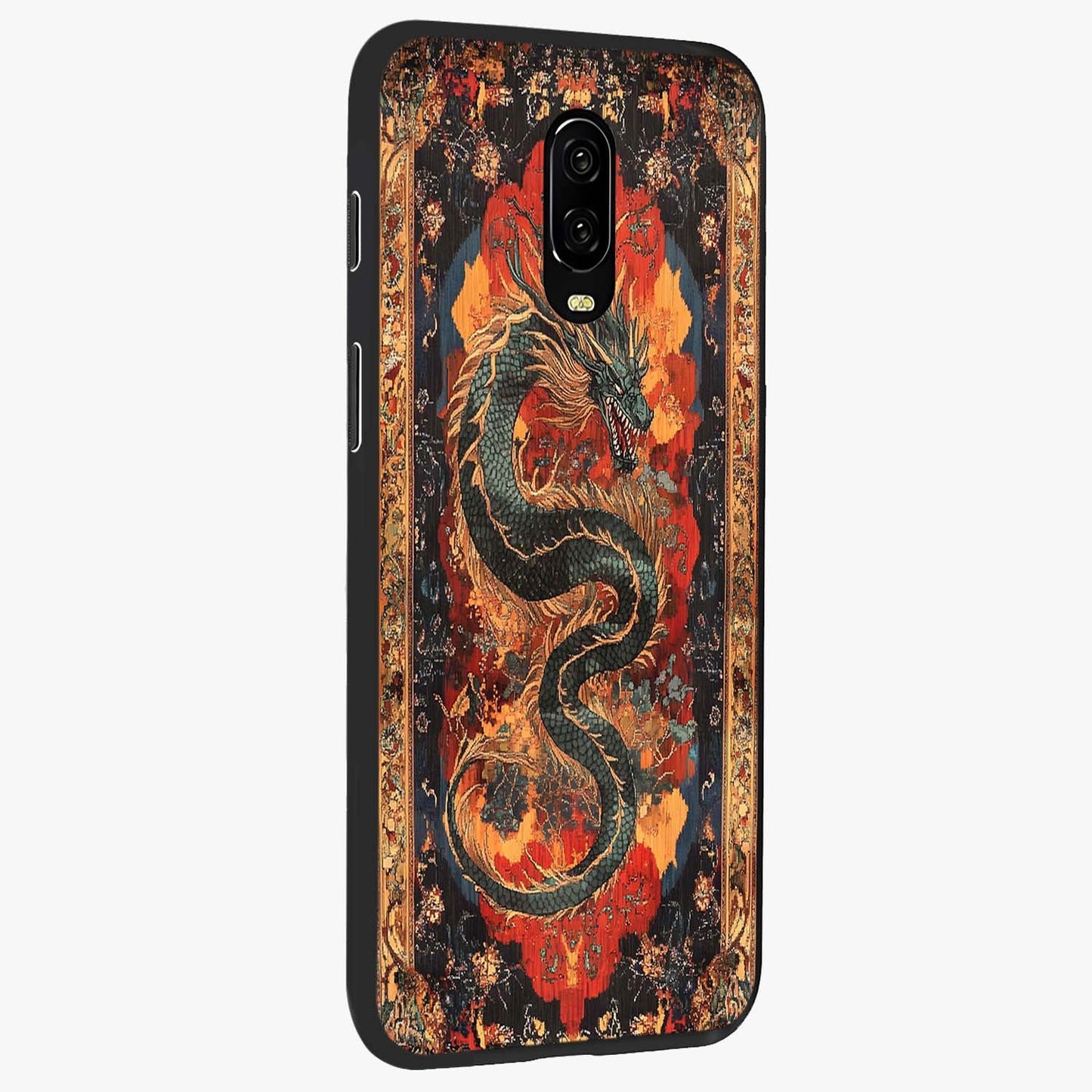 Inferno Dragon Soul Glass Case upright view showcasing intense dragon artwork with fantasy fire theme.