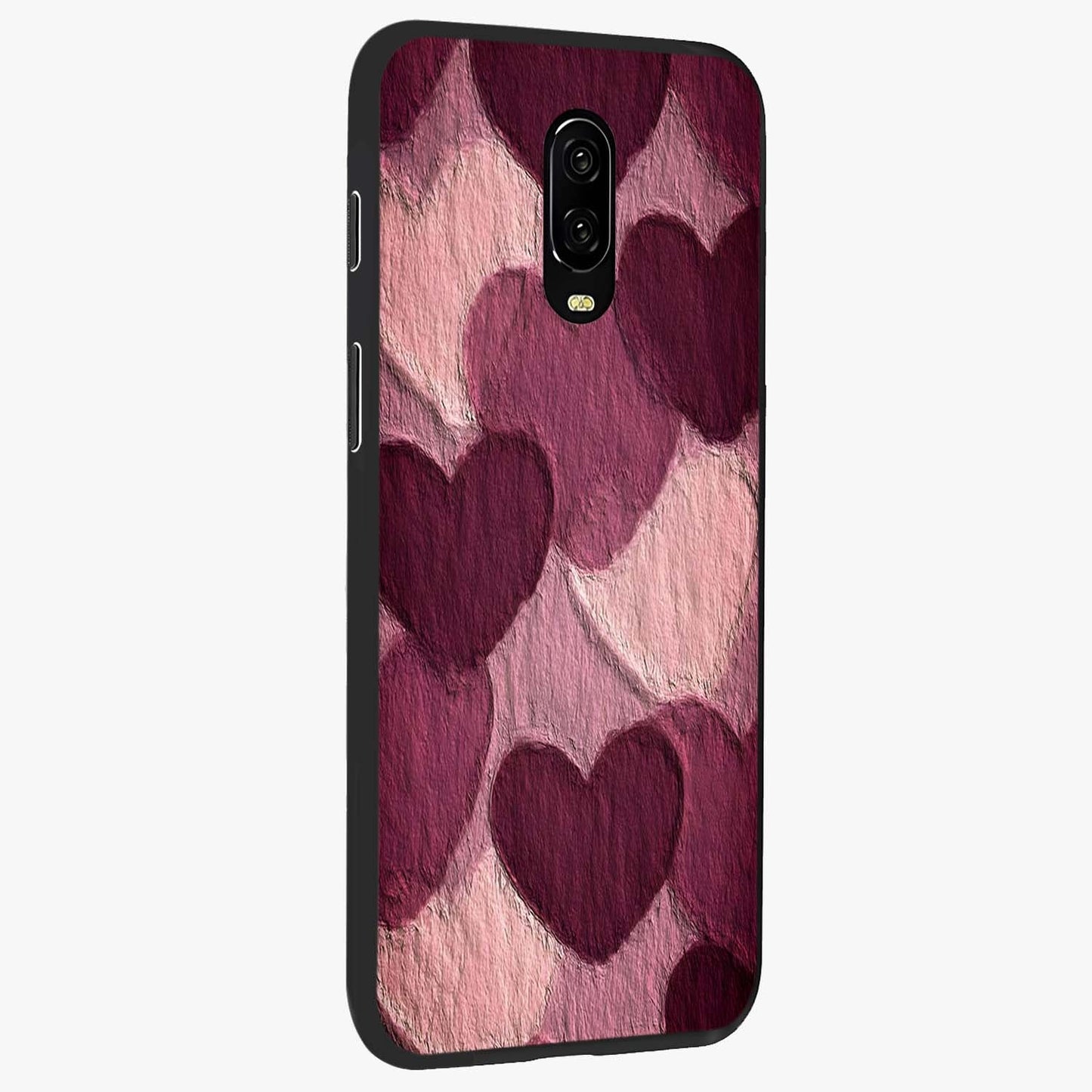 Layered Paper Hearts Glass Case upright view showcasing decorative layered heart artwork with sweet love theme.