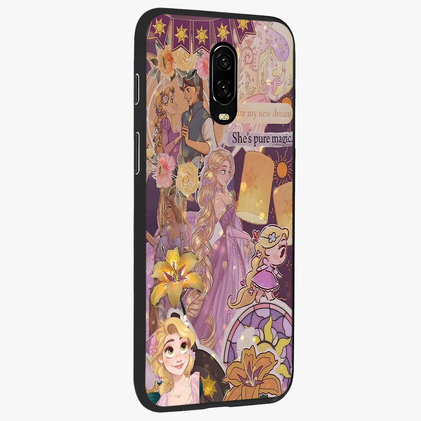 Magical Tangled Dream Glass Case upright view showcasing enchanting artistic artwork with dreamy fantasy theme.