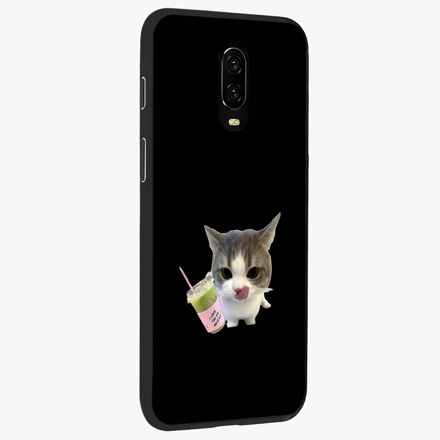 Matcha Cat Style Glass Case upright view showcasing charming cat artwork with cozy aesthetic theme.