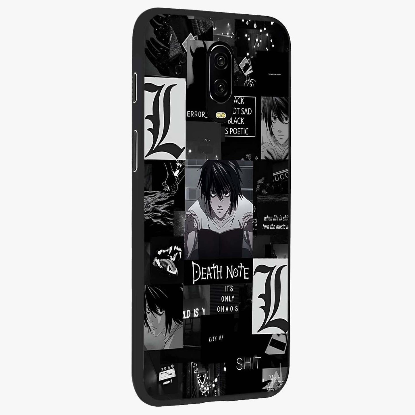 Midnight Chaos Mind Glass Case upright view showcasing expressive abstract artwork with bold dark theme.