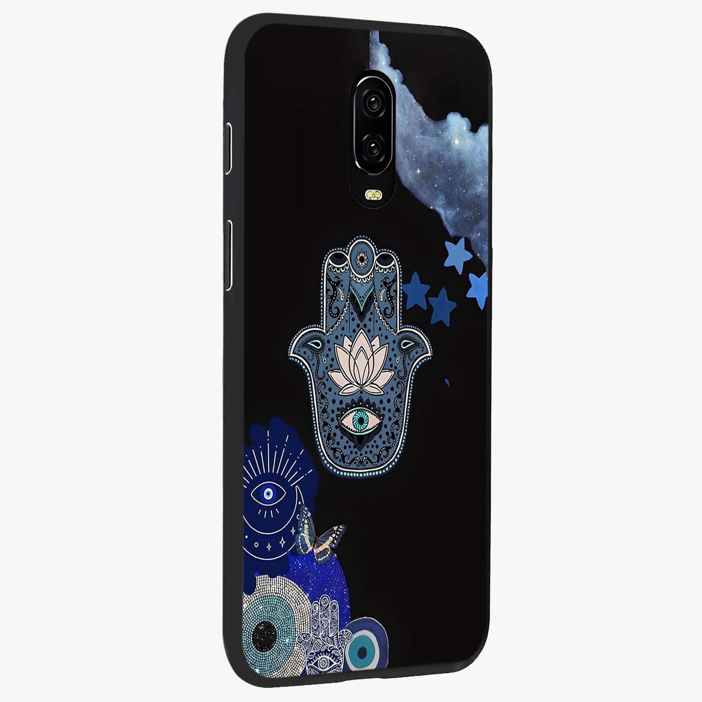 Mystic Hand Aura Glass Case upright view showcasing symbolic hand artwork with mystical energy theme.